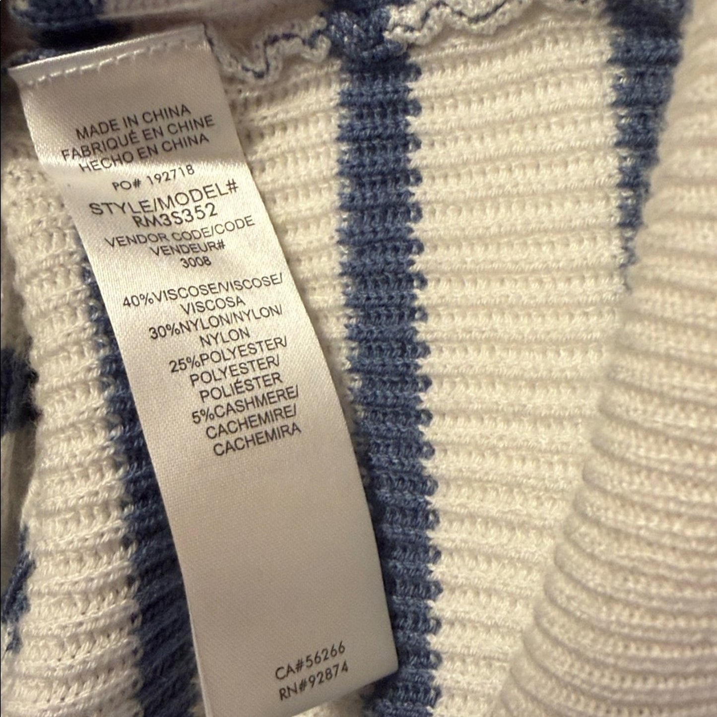 Splendid Collections Luna Striped Cardigan Long Sleeve Blue /White Size L