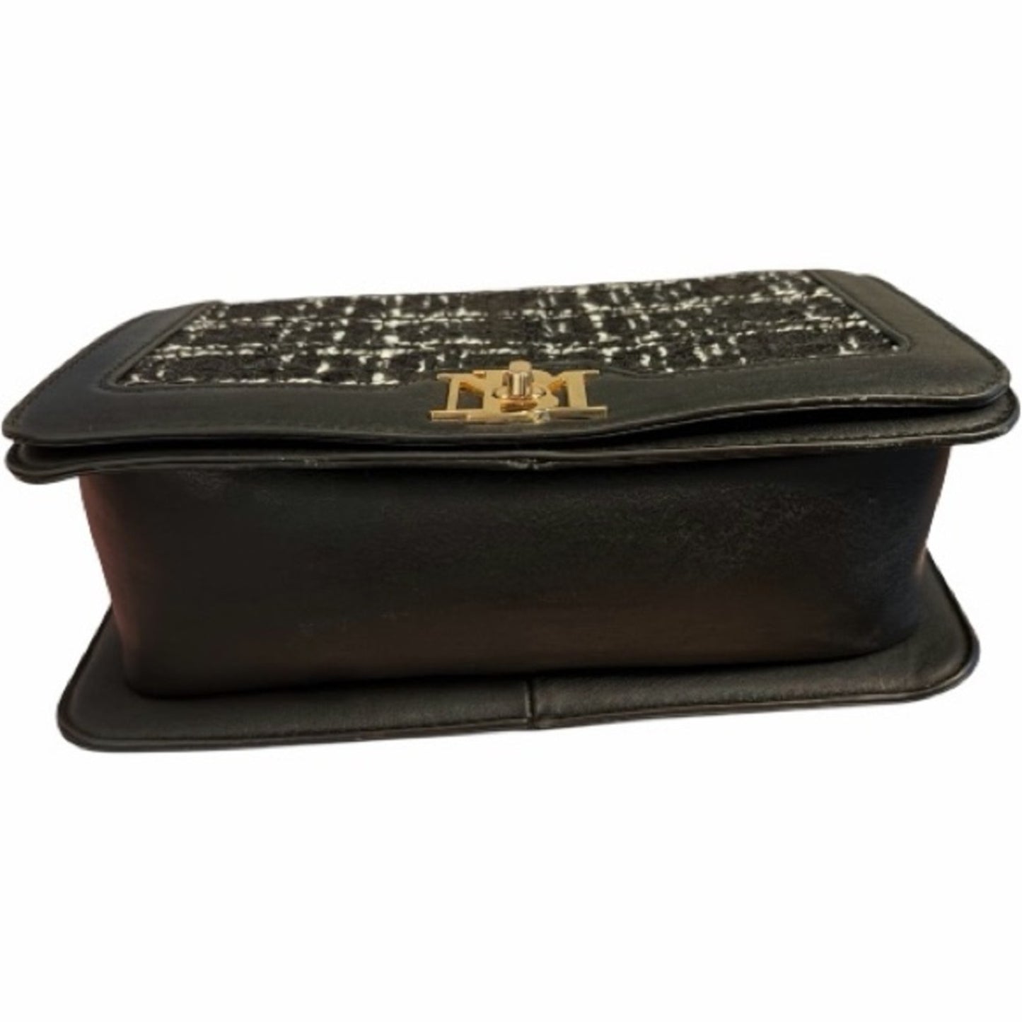 Badgley Mischka Wool Tweed Frame Crossbody Bag Black NWT