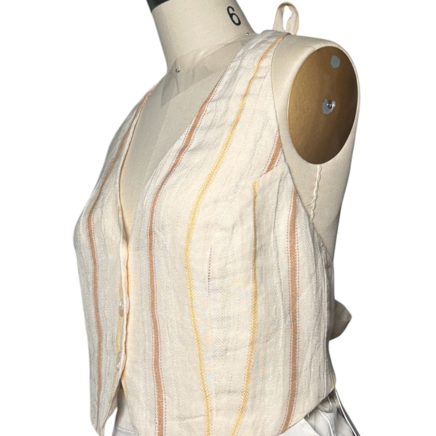 L*Space Beach House Vest NWT Medium Backless Halter Linen Blend Tie Crop Top