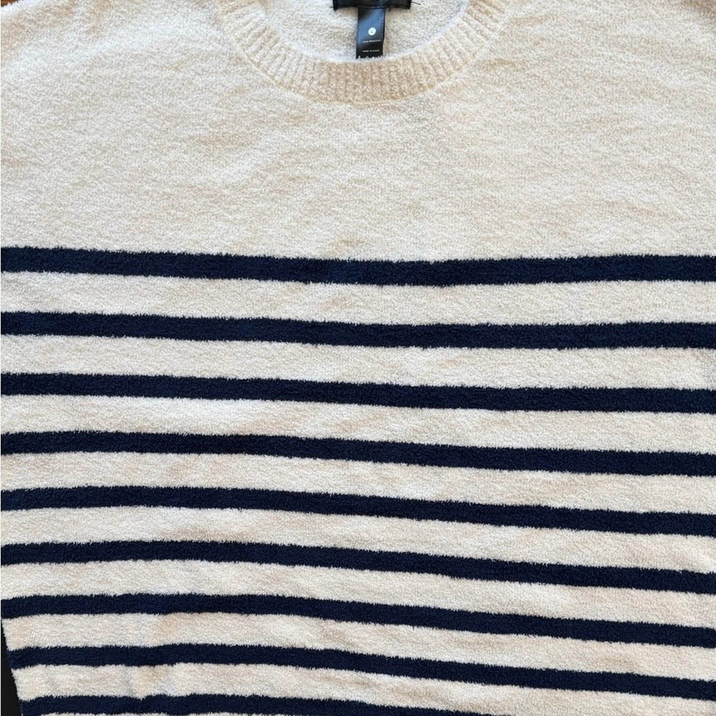 AQUA Navy & Cream Striped Crewneck Sweater | Bloomingdale’s Exclusive Women’s L
