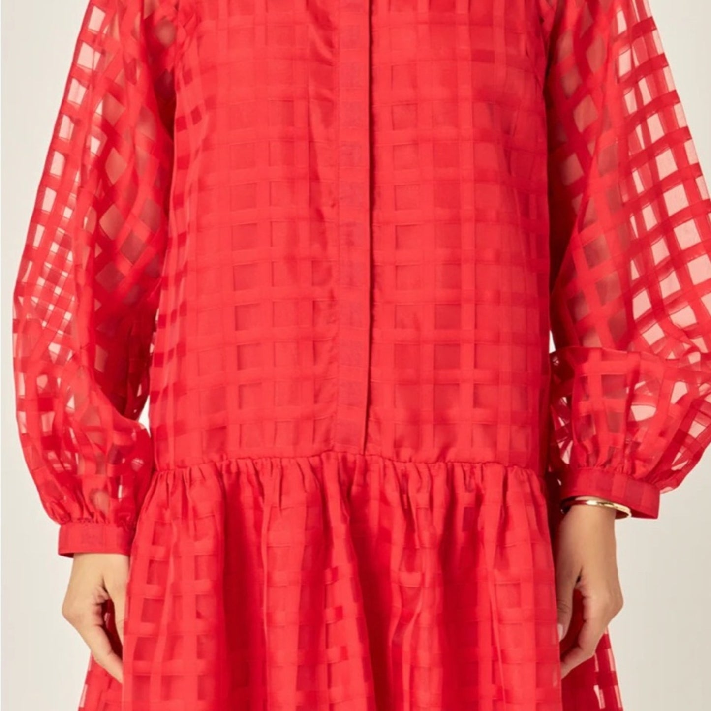 NWT Tuckernut Red Sheer Organza Checkered Mini Dress Women's Size M