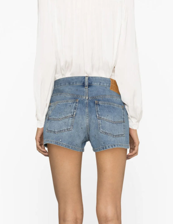 Designer Rhinestone-Embellished Denim Shorts EU Size 42