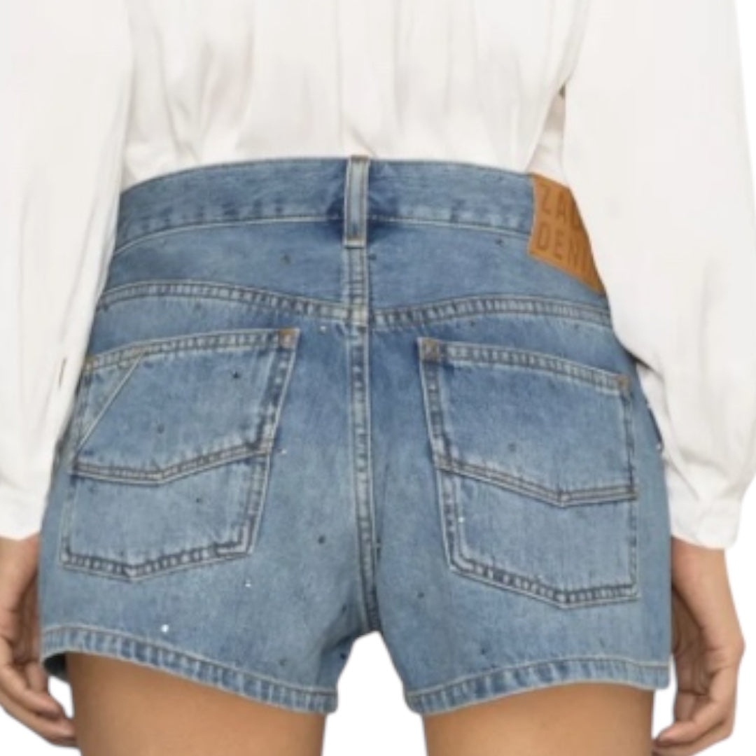 Designer Rhinestone-Embellished Denim Shorts EU Size 42