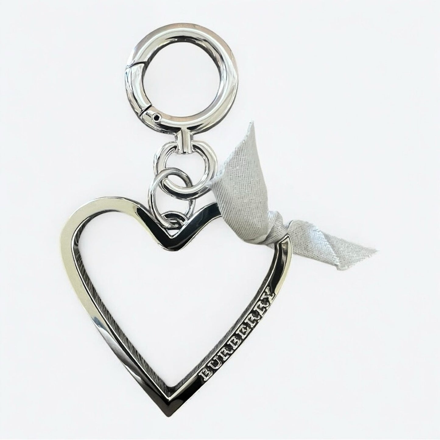 Burberry Silver Heart Bag Charm New In Box