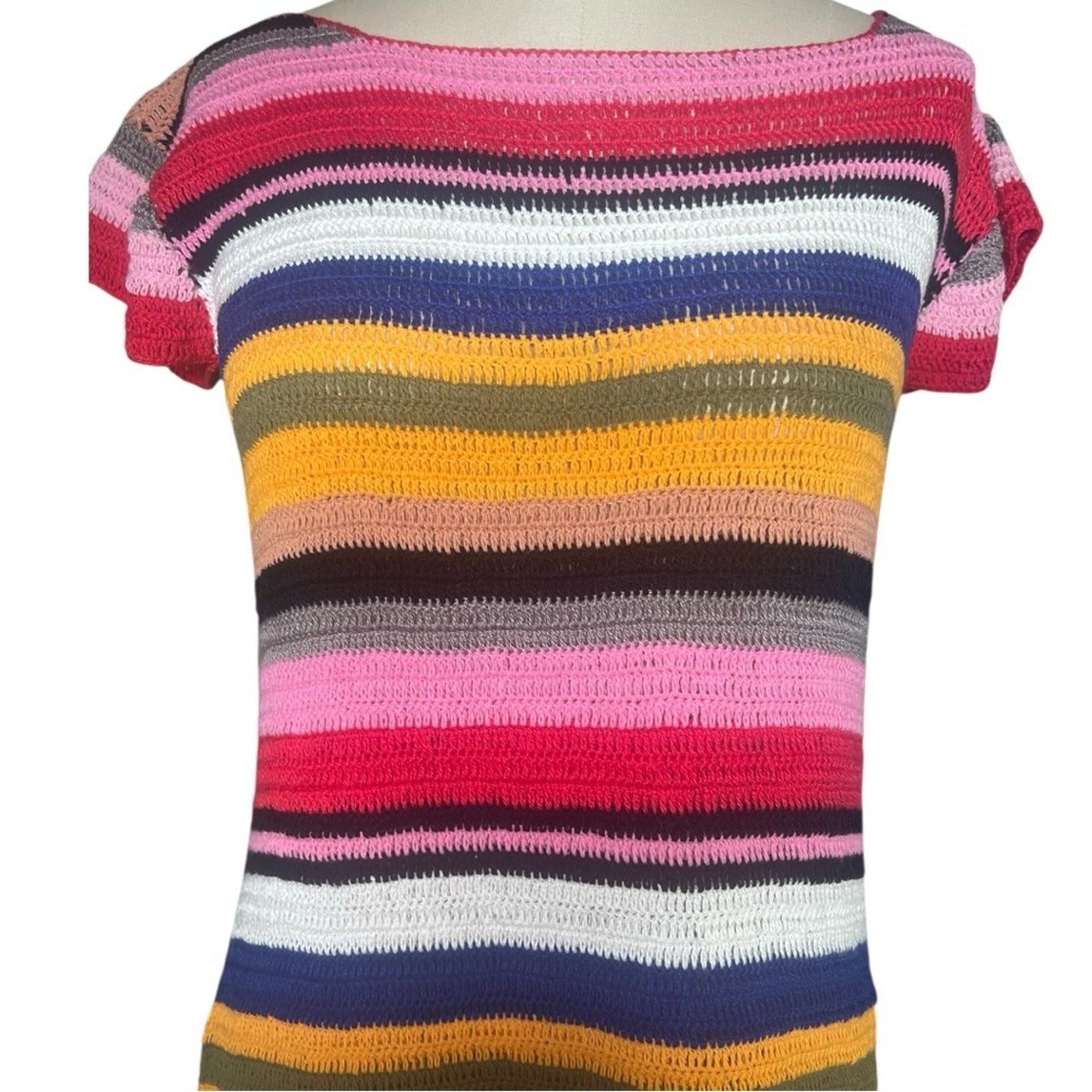 Festival Multi Colored Crochet Dress Size M