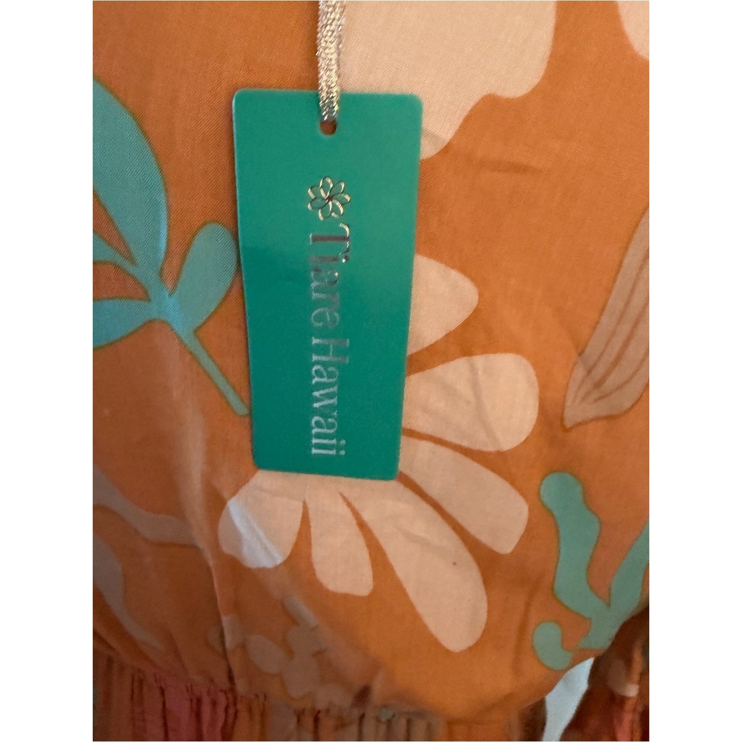 Tiare Hawaii Surry Maxi Dress NWT Brown Aqua Floral Size s/m