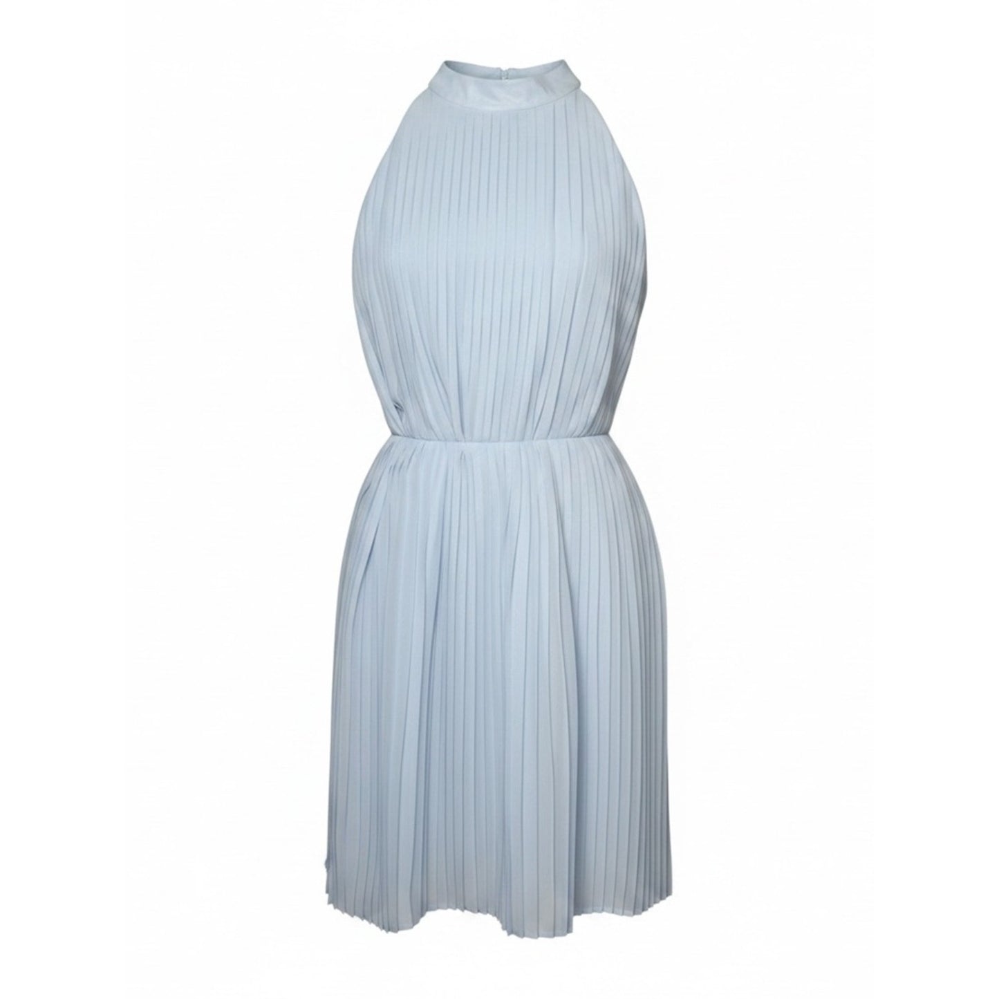 NWT Hermoza Corinne Pleated Halter Shift Dress | Blue Moon | Medium | MSRP $258