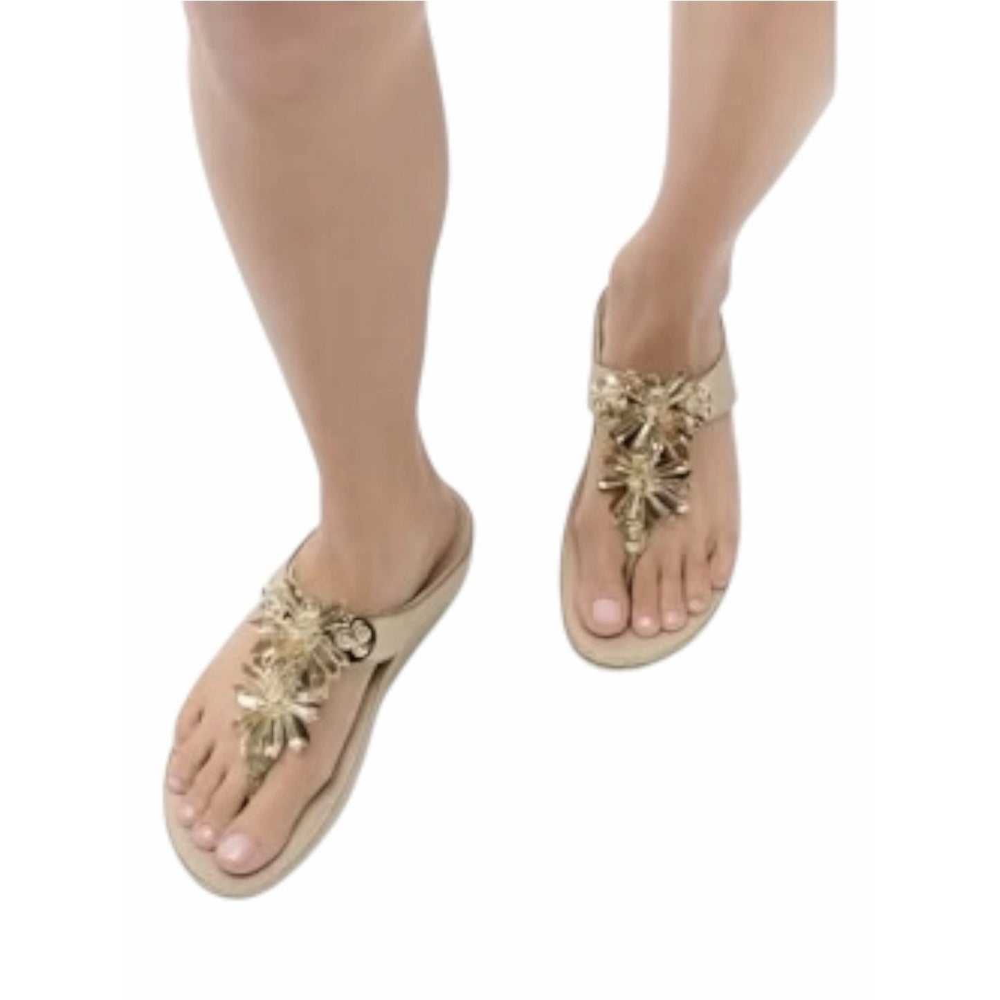 FitFlop Galaxy Embellished Toe Thong Sandals Gold Size 9 NIB Comfort Sandals