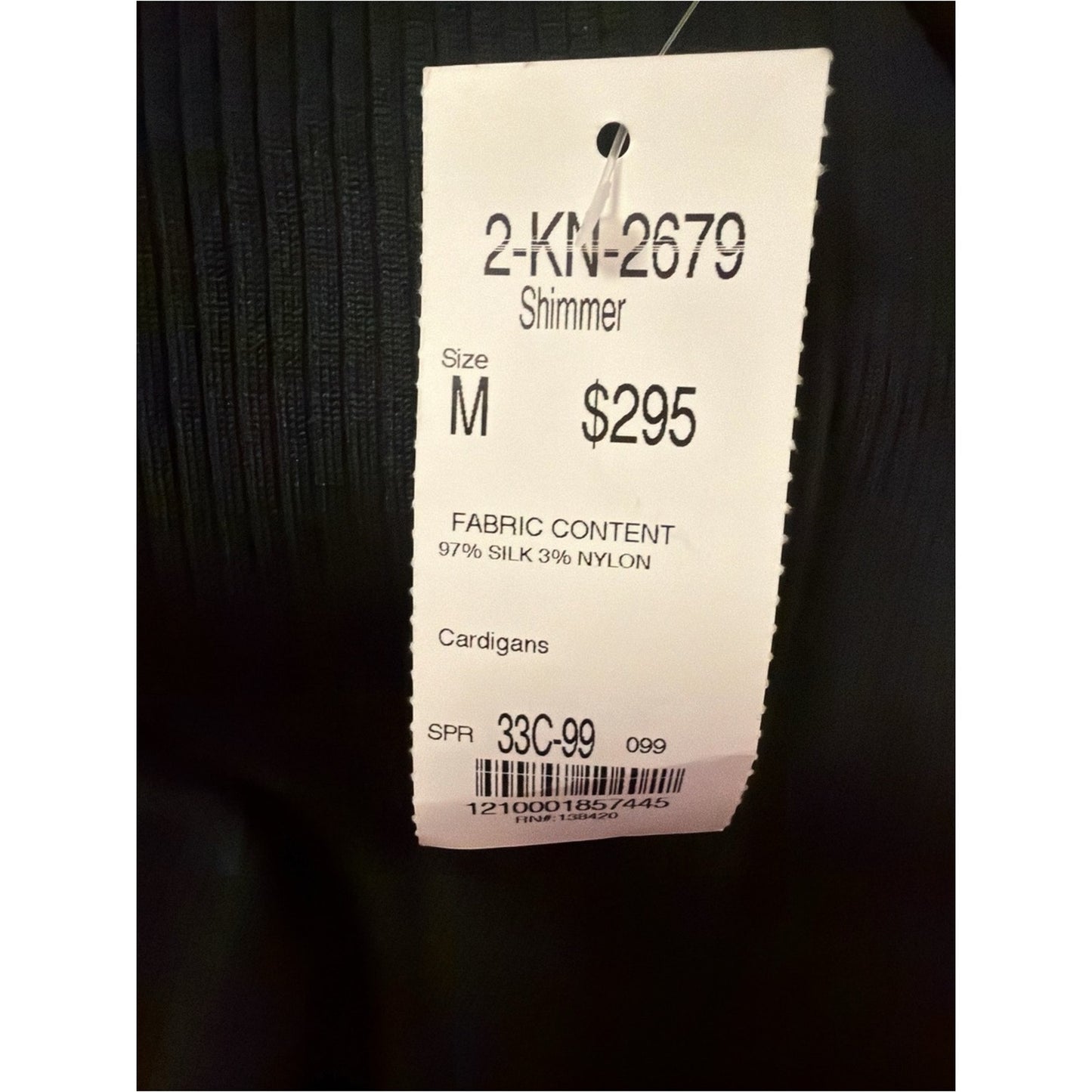 ETCETERA Black Silk Summer Sweater Tie Front Ribbed Cardigan M NWT