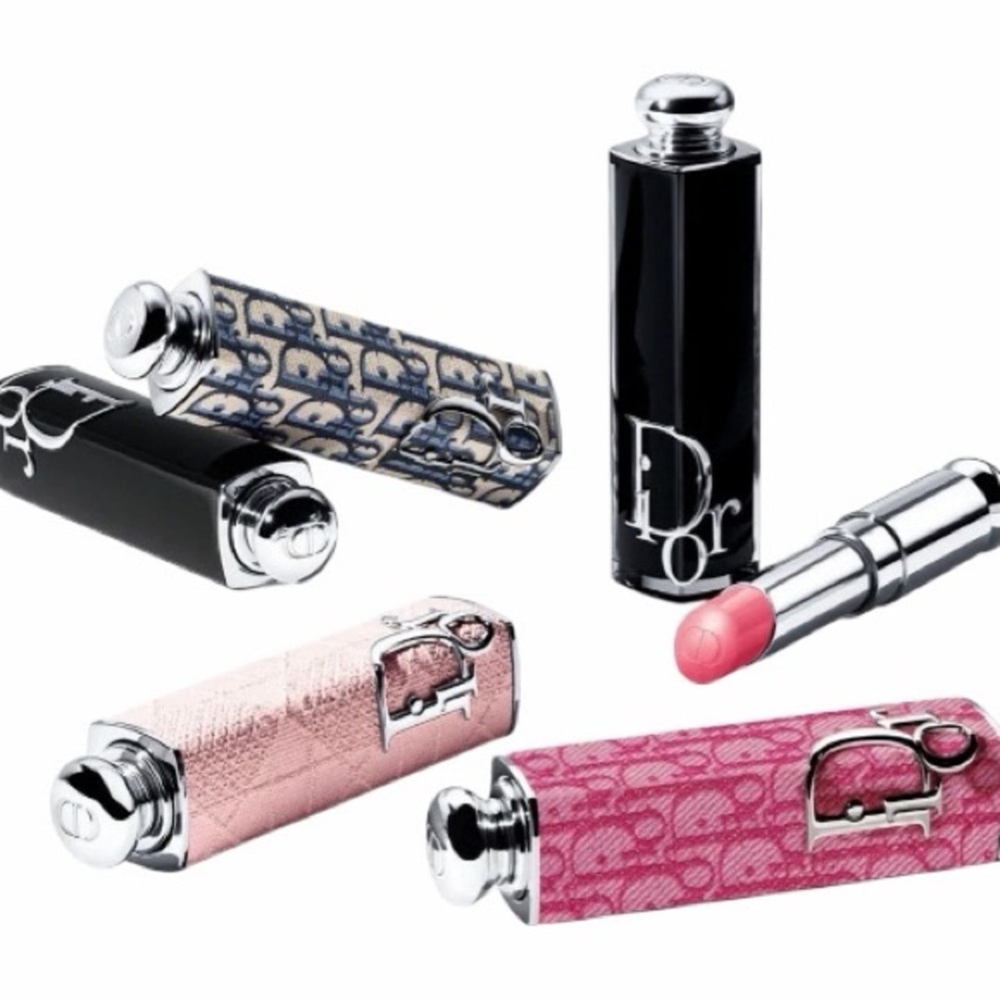 Dior Gift Set -Silver and Pink Keychain-Lip Case - Addict Lip Shine-Box-Bag New