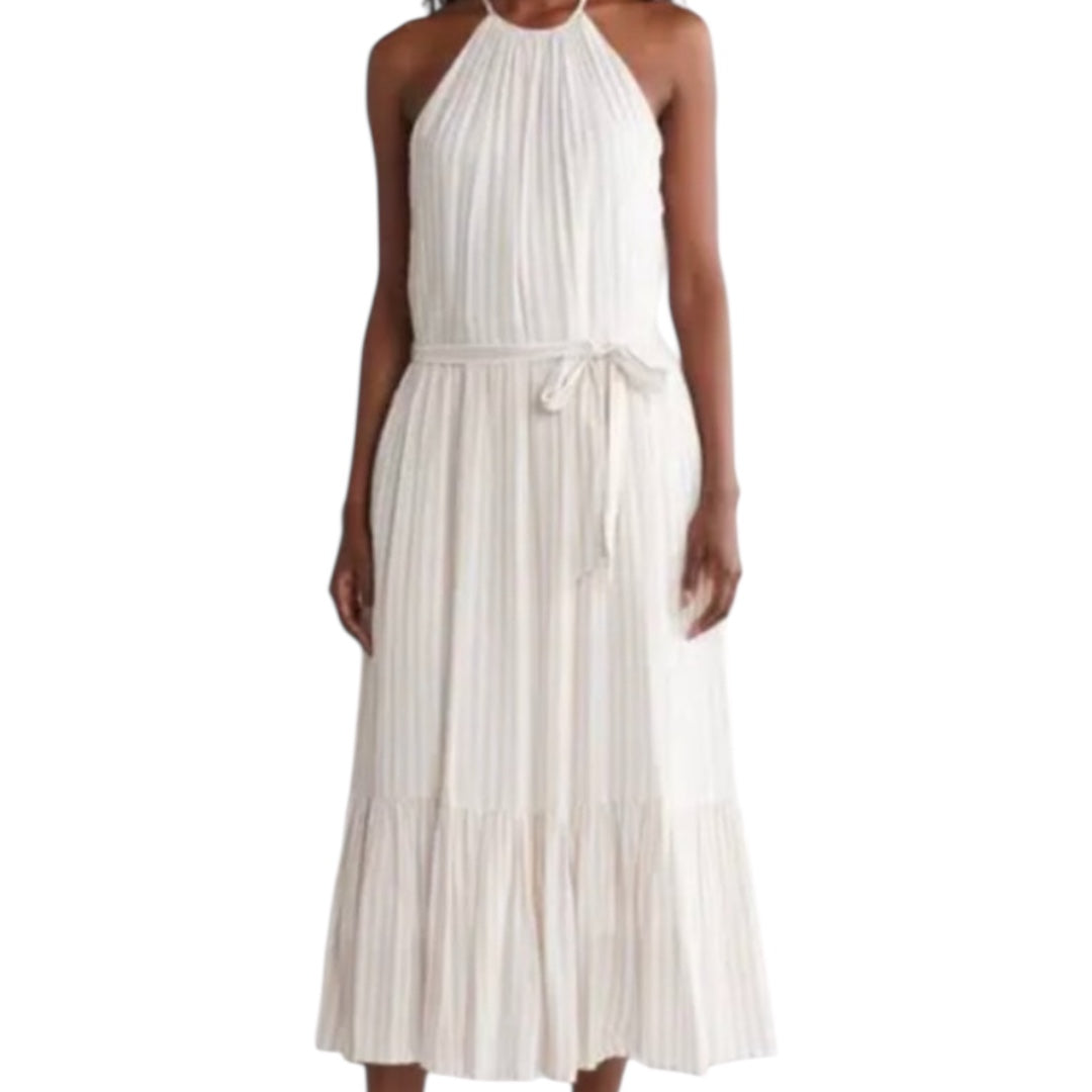 Halter midi dress with flattering pleated Skirt