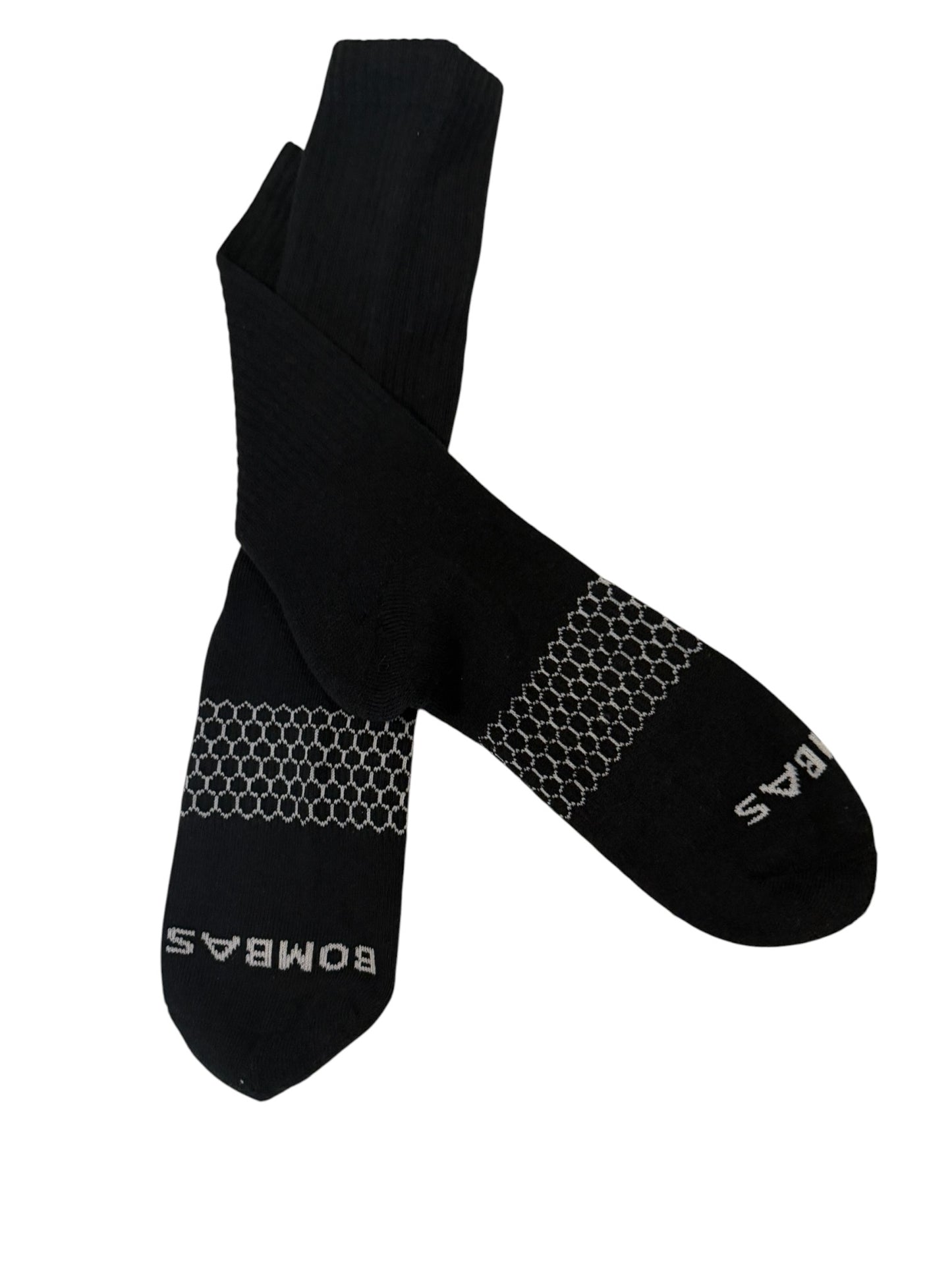 Bombas Honeycomb Crew Socks 3-Pack Black Size Large Cushioned Arch Support Men Women