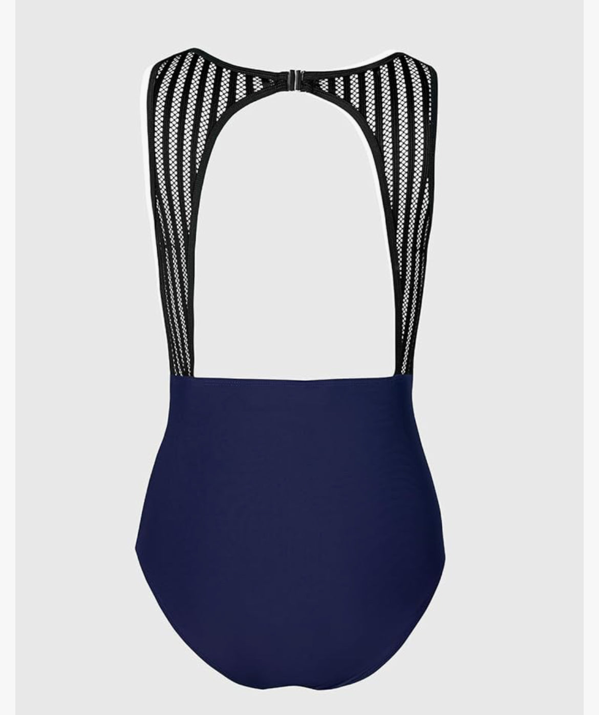 Navy Blue One - Piece Swimsuit With Black Mesh At Back