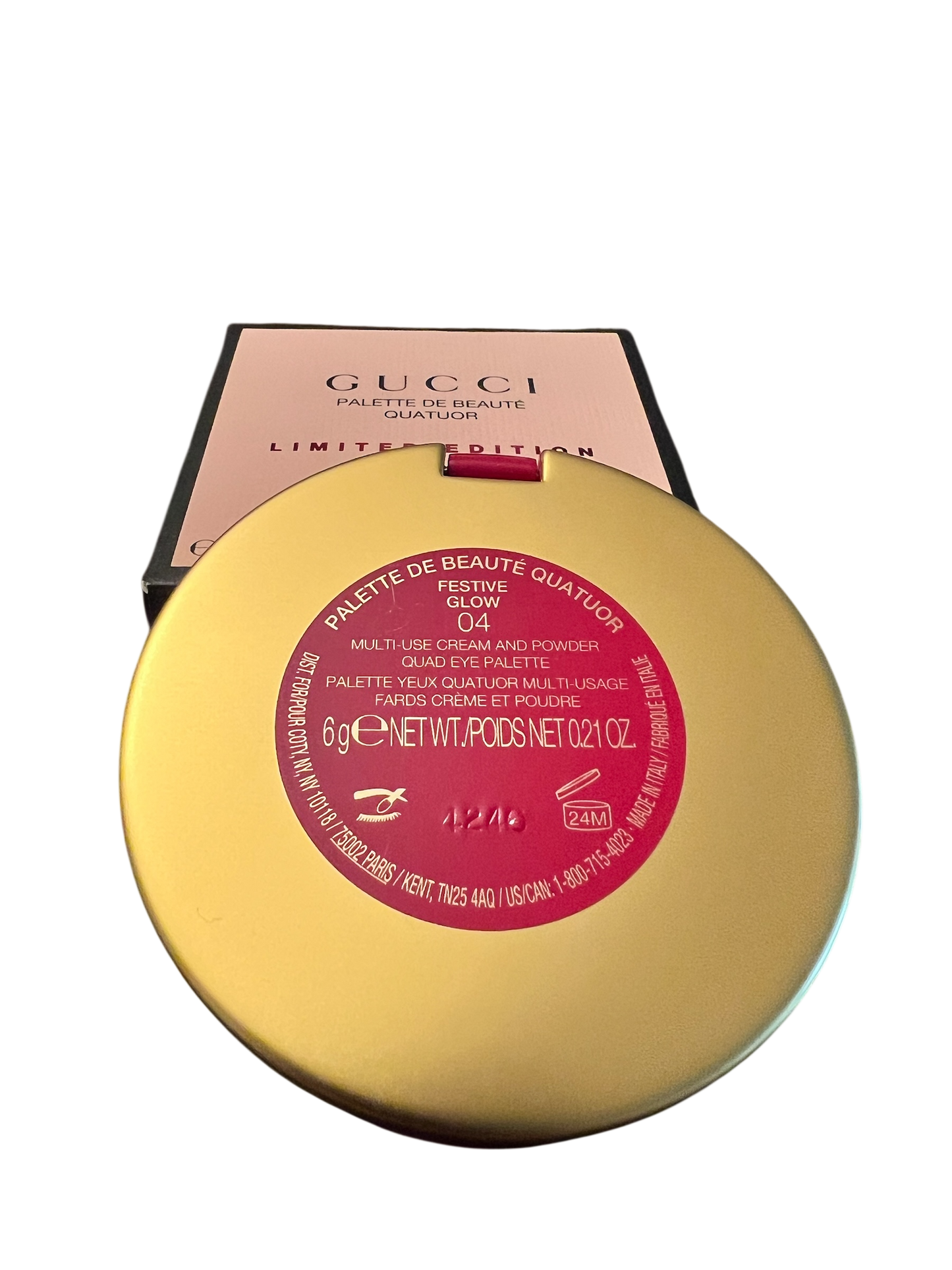 Gucci Limited Edition Eye Shadow Palette De Beauté Quatuor, 04 Festive Glow (New in box .21 Oz.)