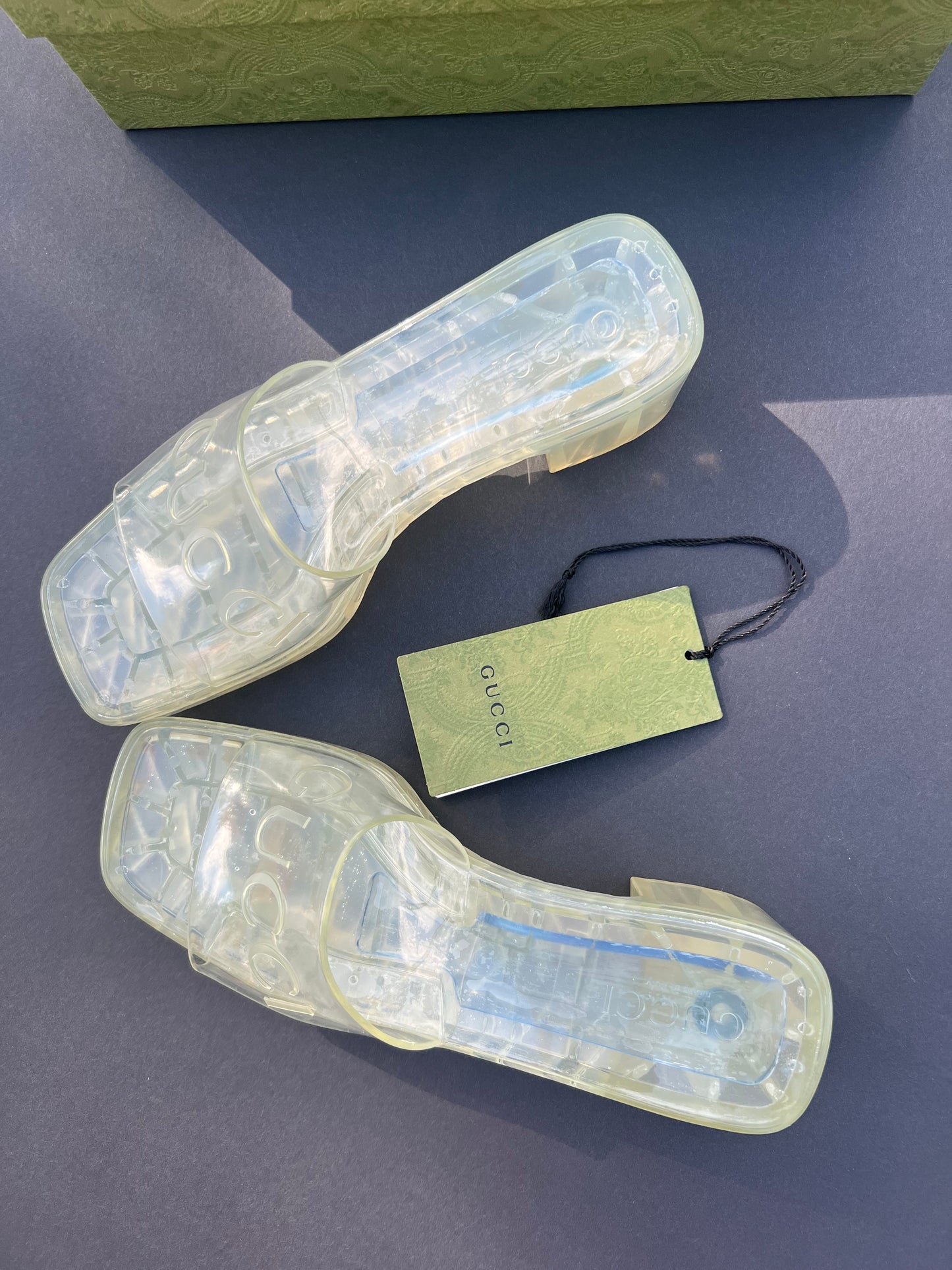GUCCI slide platform sandal clear size 8