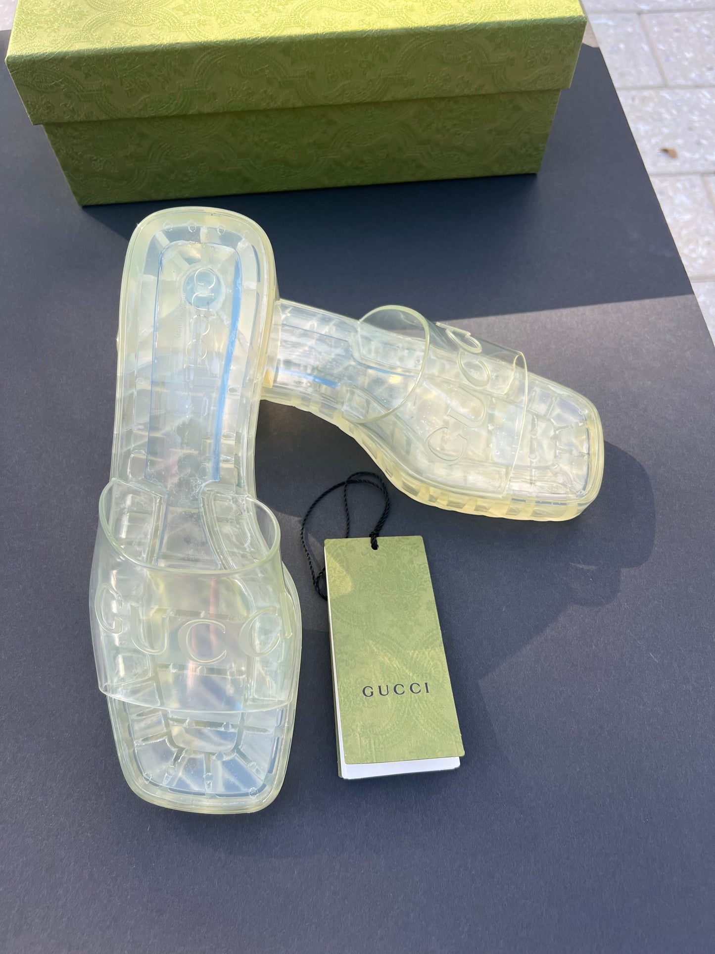 GUCCI slide platform sandal clear size 8