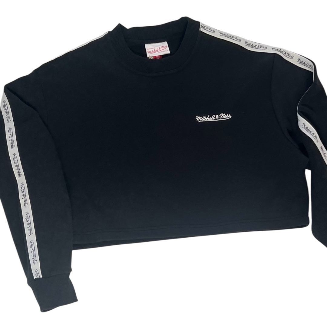 Cropped Long Sleeve Black With White Stripe down The Sleeve. Large Mitchel & Ness