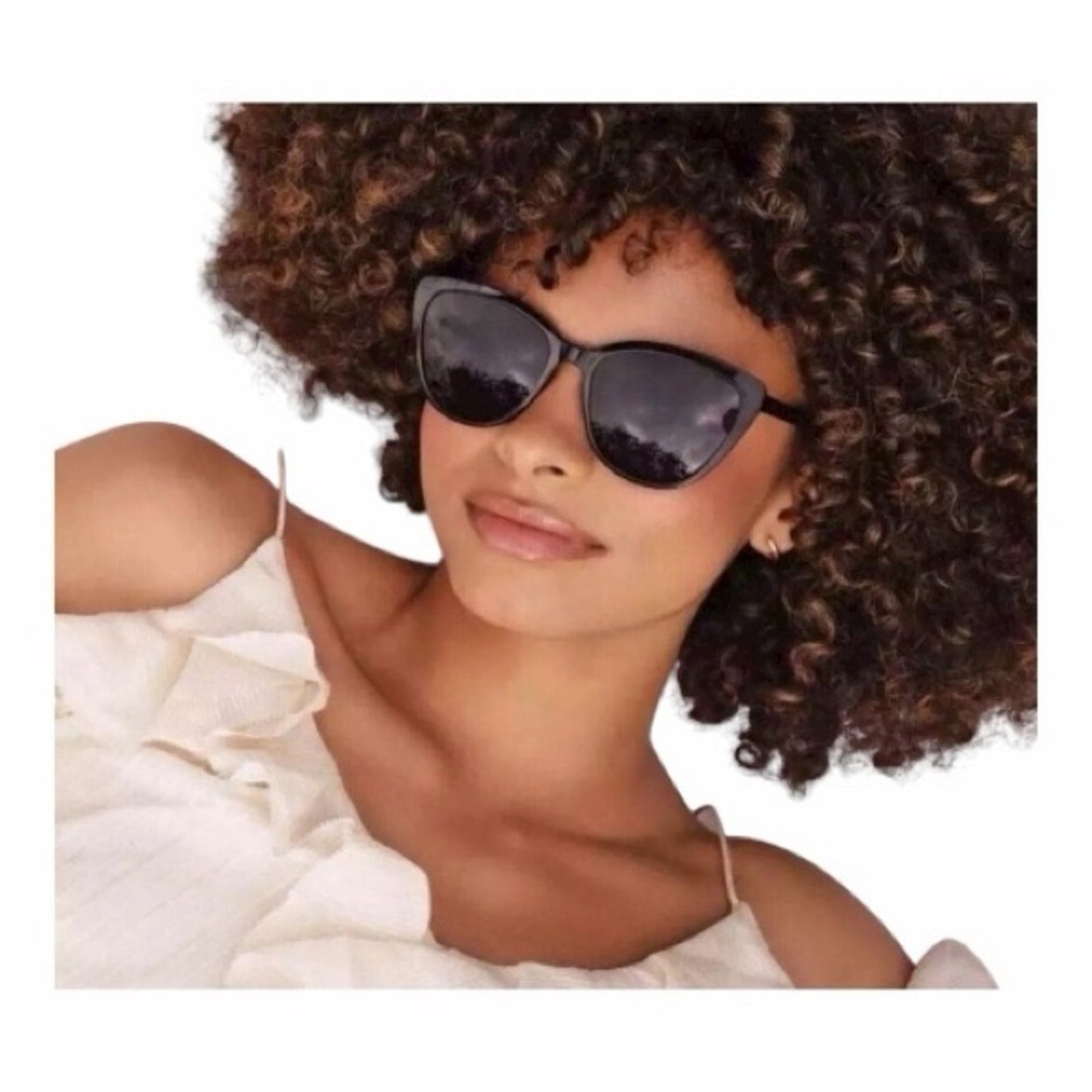 RACHEL ZOE NINA - Black Cat-Eye Sunglasses New