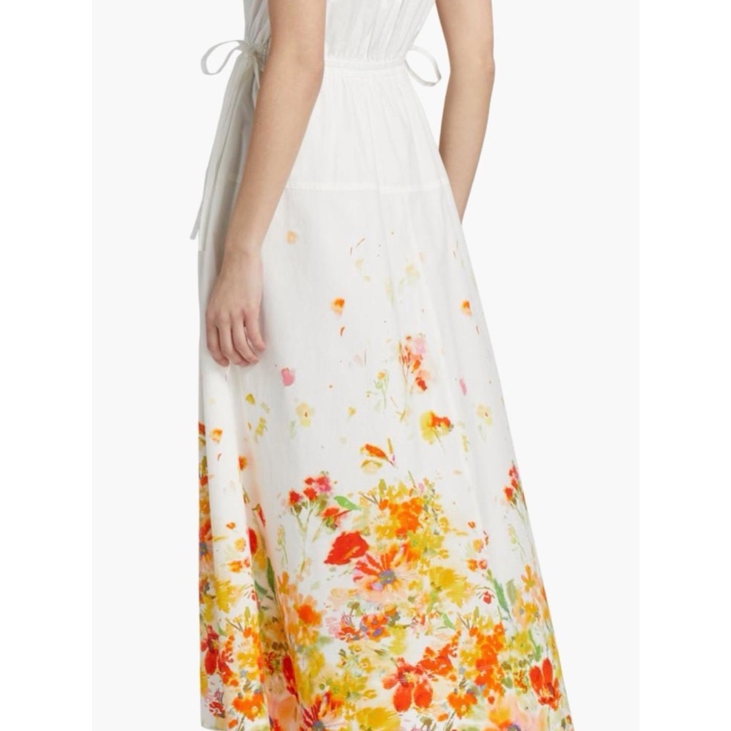 Derek Lam 10 Crosby NWT White Papaya Multi Floral Cotton Maxi Dress Size 8