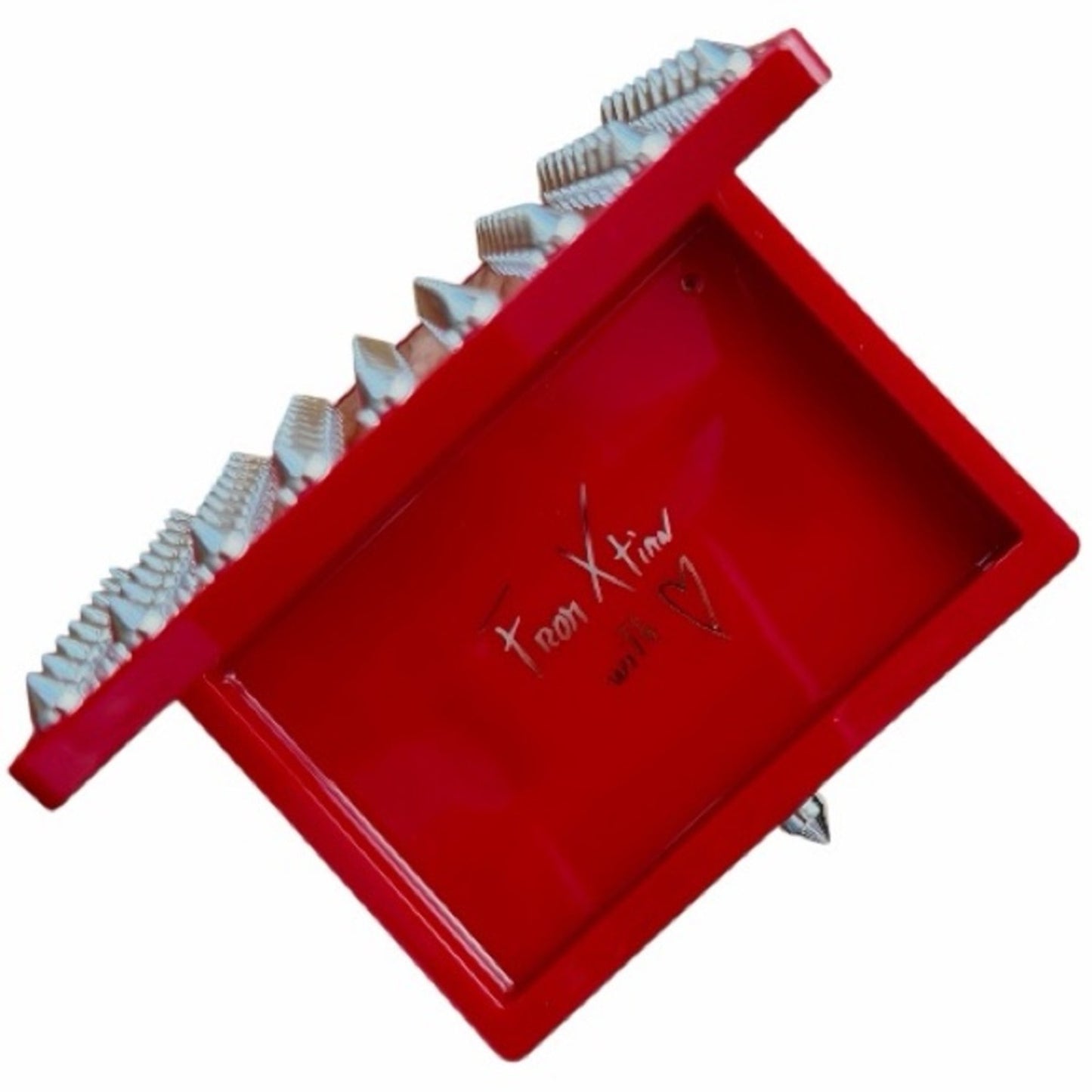 Christian Louboutin Red & Silver Studded Case & Key NWB
