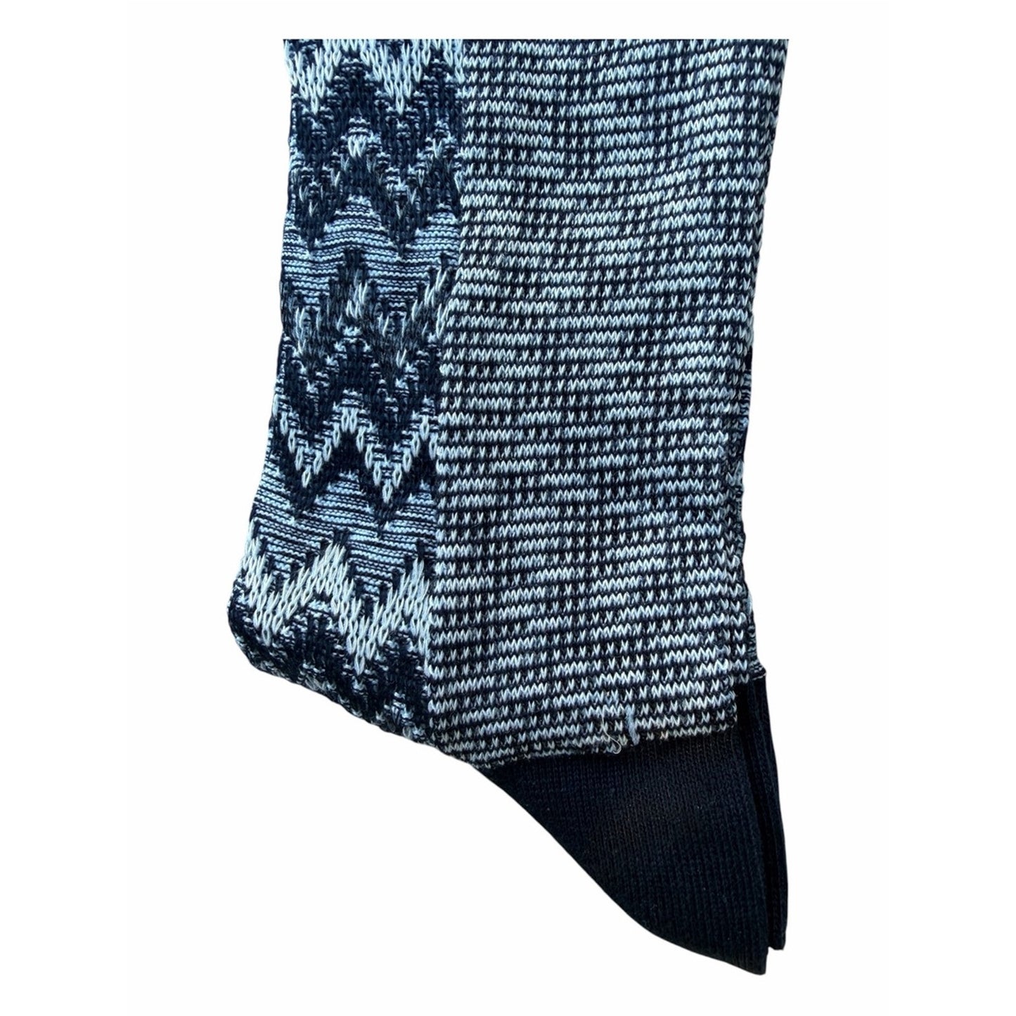 MISSONI Made in Italy Zig Zag Knit Socks L/XL NWT Luxury Designer Hosiery Navy