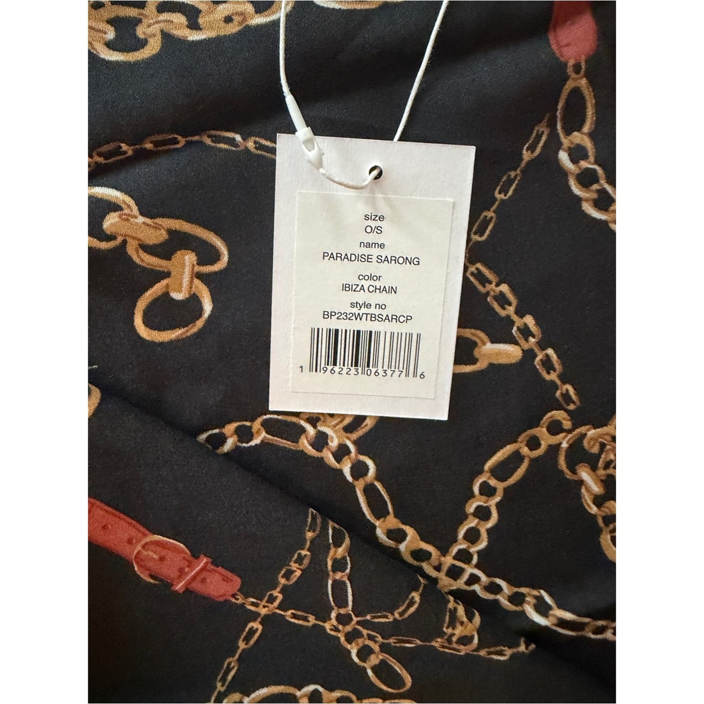 NWT Walter Baker Chain Print Sarong Wrap Skirt Beach Cover Up One Size Fits Most