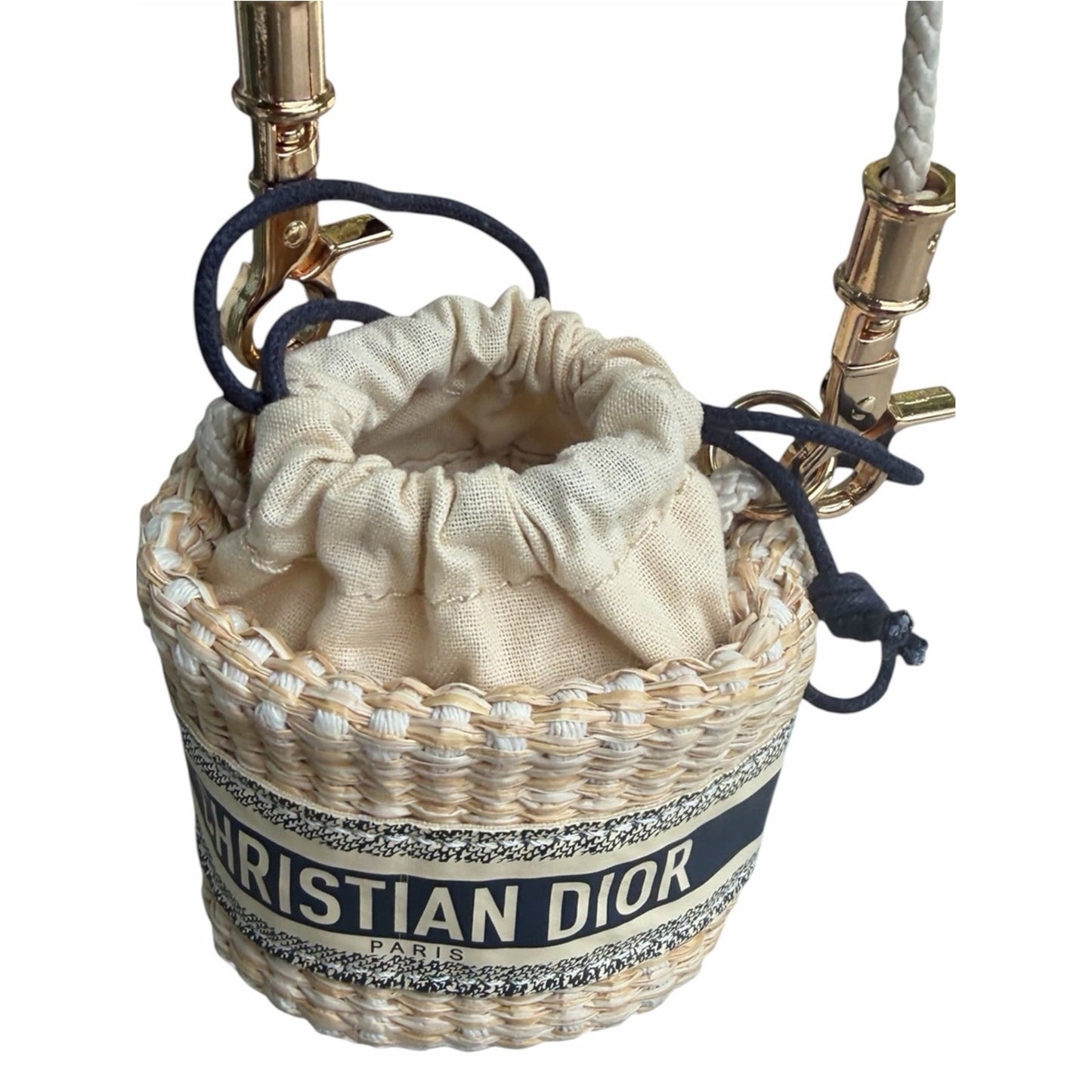 Christian Dior Beauty Mini Raffia Bucket Crossbody Bag New