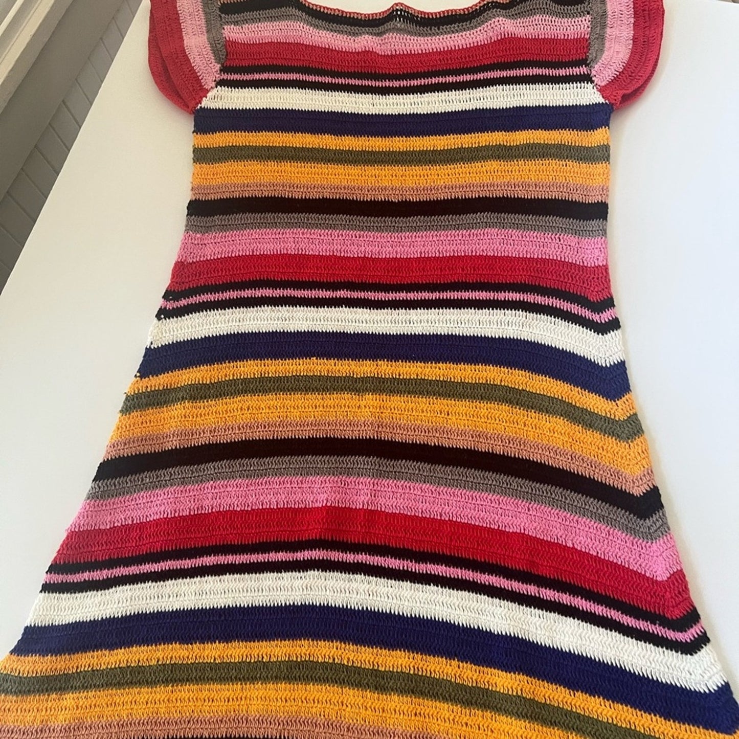 Festival Multi Colored Crochet Dress Size M