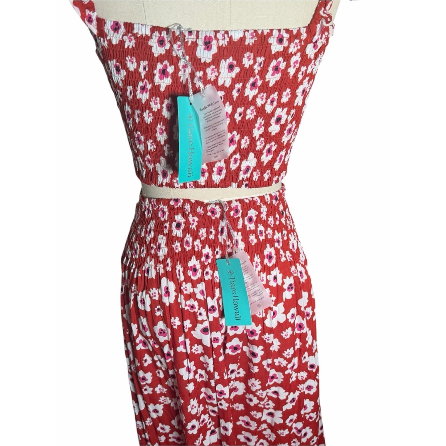 Tiare Hawaii NWT Floral Two Piece Resort Dress Set Medium One Size Fits S/M/L