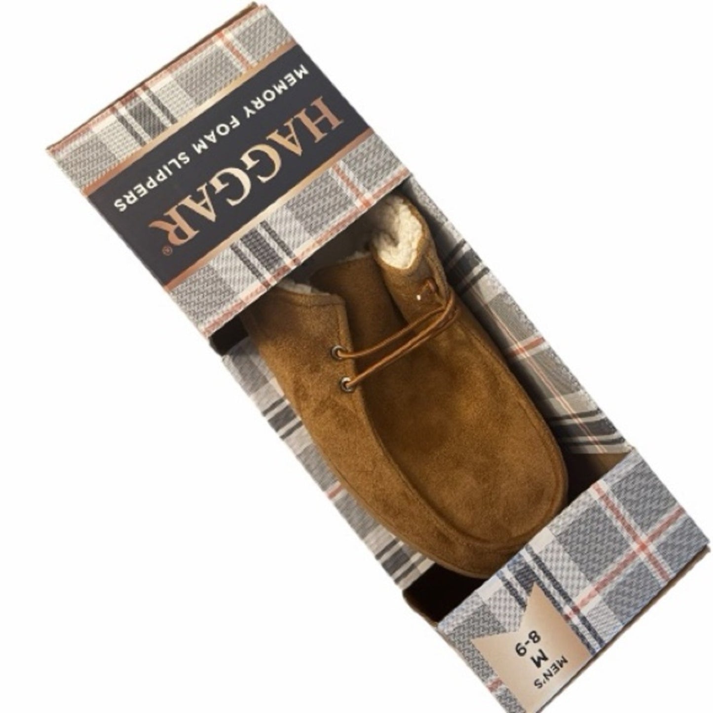 Haggar Men’s Memory Foam Chukka Slippers Tan Microsuede Size 8–9 NIB