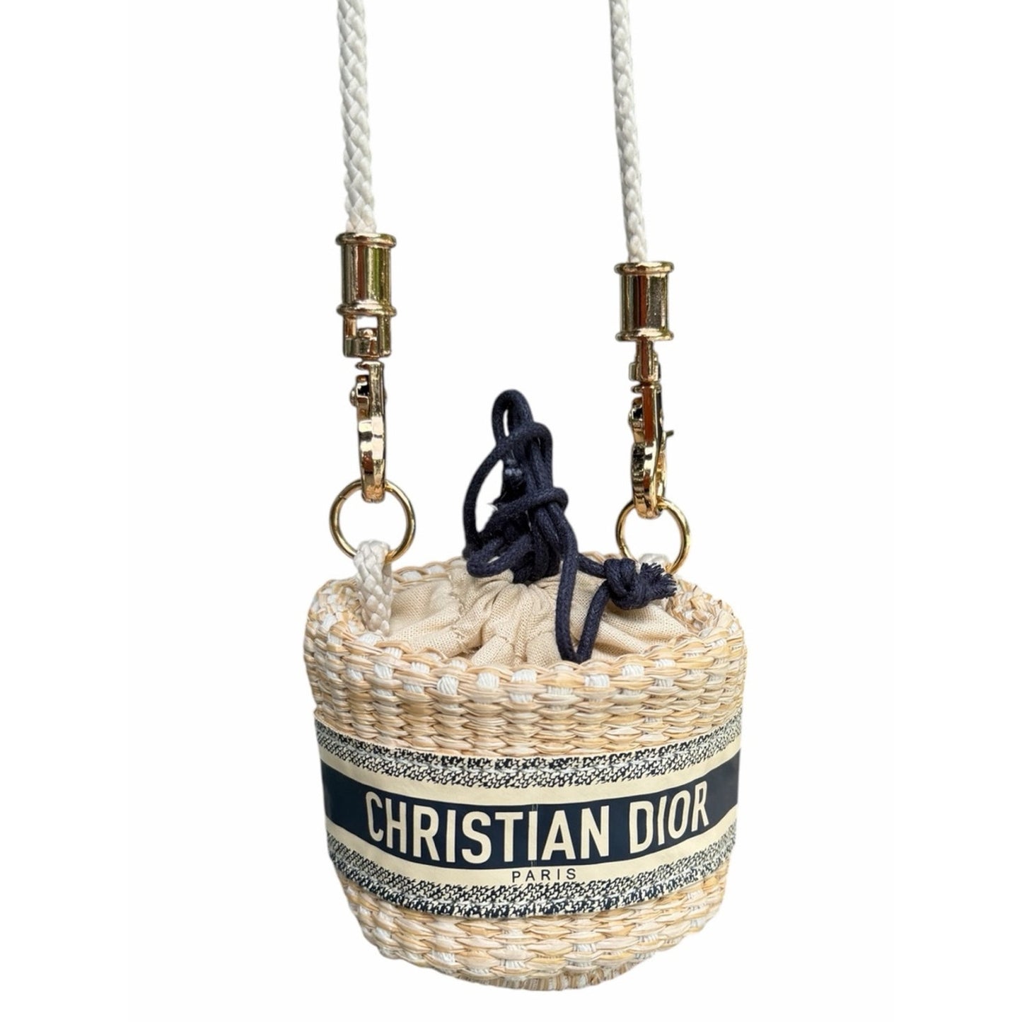 Christian Dior Beauty Mini Raffia Bucket Crossbody Bag New