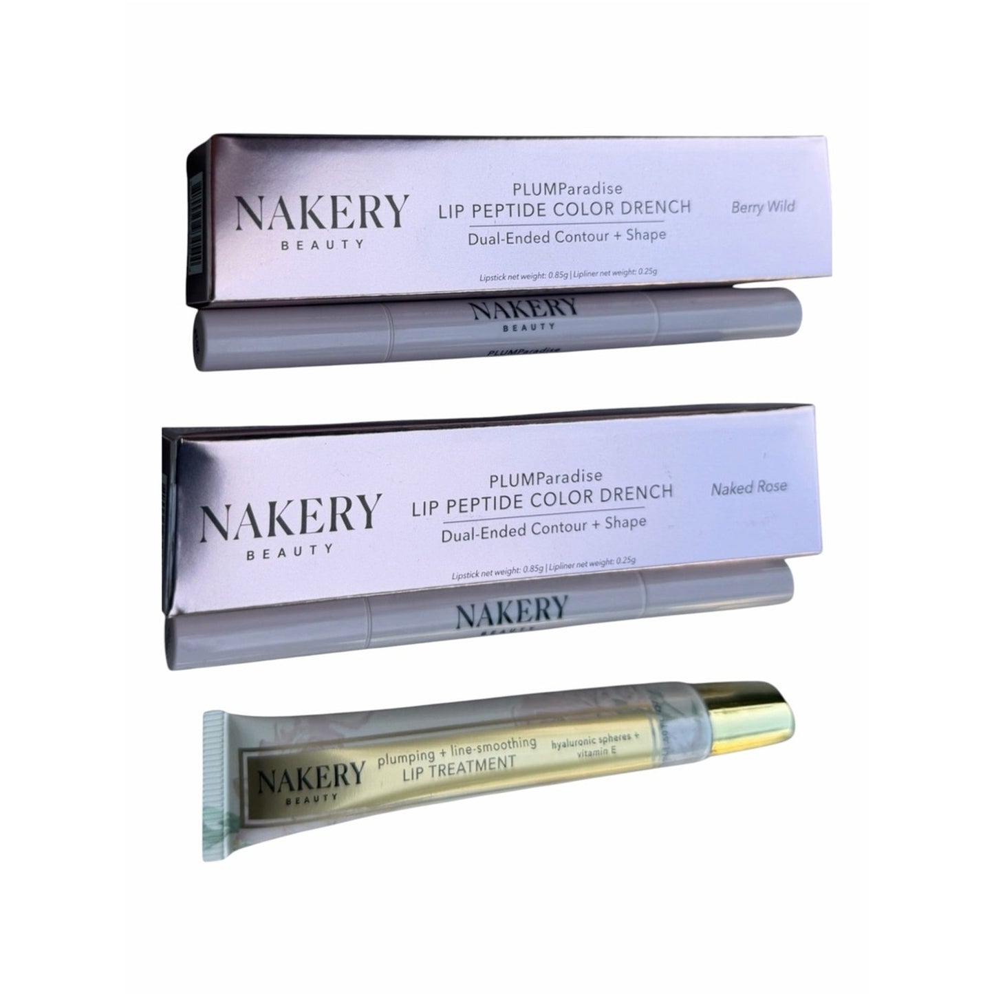 Nakery Beauty PLUMParadise Lip Peptide Bundle 3PC NIB Plumping Lip Care