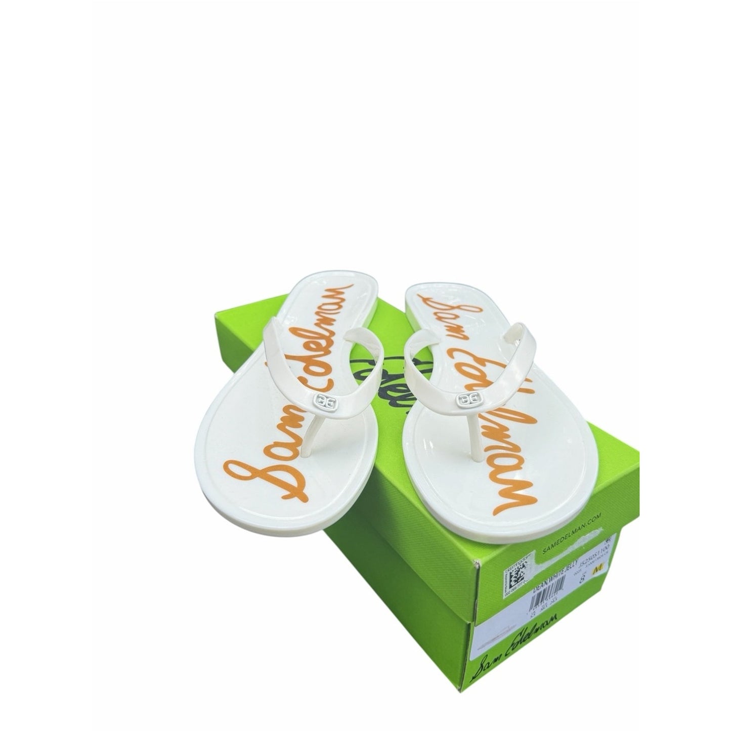 Sam Edelman Dean Jelly Flip Flops White Logo Sandals Size 8 New In Box