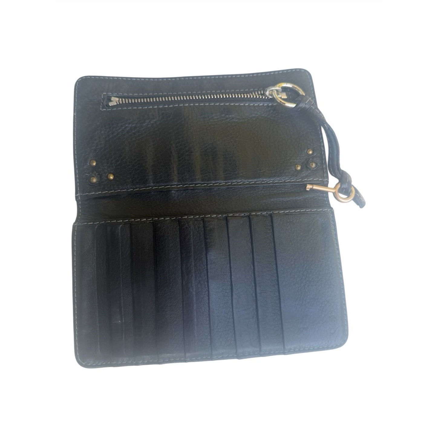 CHLOÉ Paddington Black Leather Continental Wallet w/ Original Padlock & Key Y2K