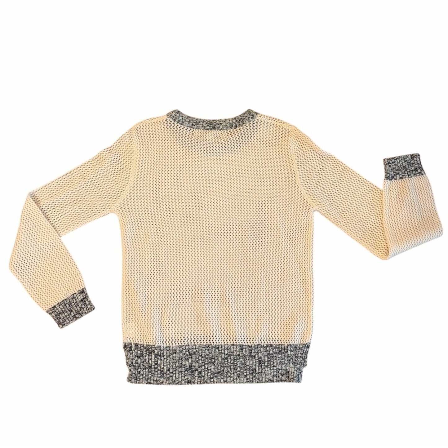 Cardigan New York Merino Wool Cashmere Sweater Ivory Navy Trim Size L NWT