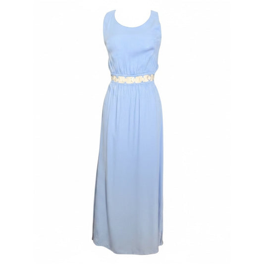 Tiare Hawaii Tidal Wave Maxi Dress Blue Medium | Mother of Pearl Shell Cutouts Med
