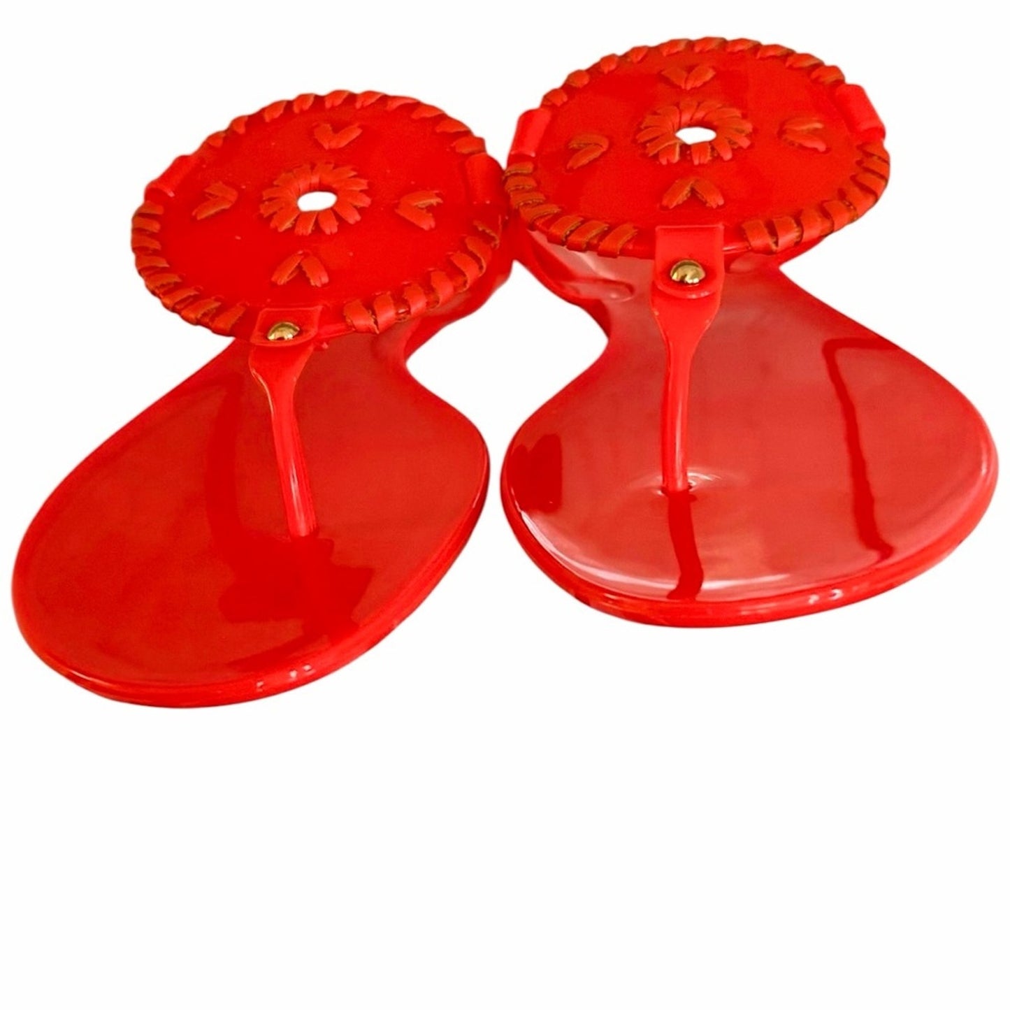Jack Rogers Collins Jelly Sandals Coral PVC Medallion Flip Flops Size 10 NIB