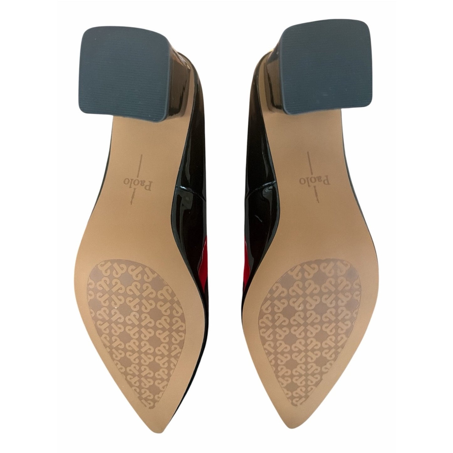 Paolo Bilson-L Black Patent Pointed Toe Block Heel Pumps 7M NIB Dust Bags
