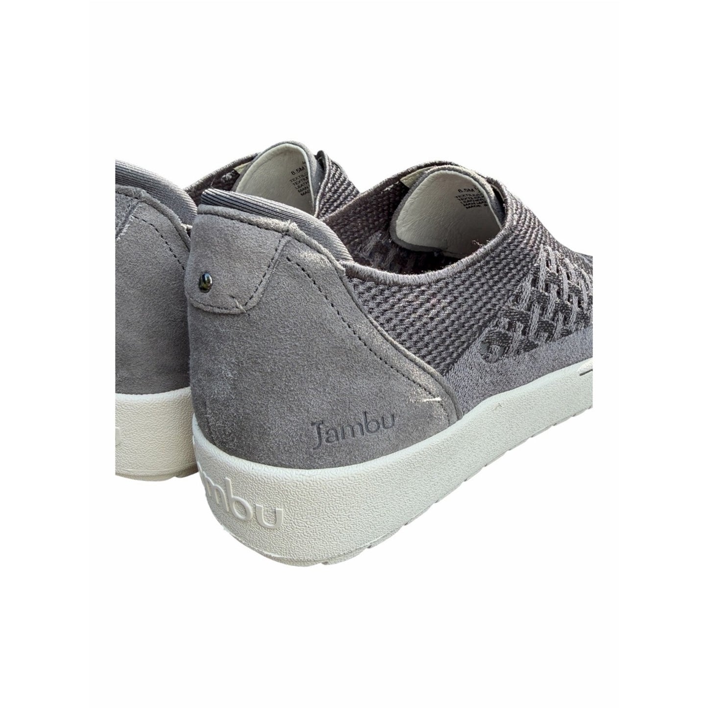 Jambu Lilac Charcoal Leather Knit Elastic Lace Comfort Travel Sneakers 8.5 NIB
