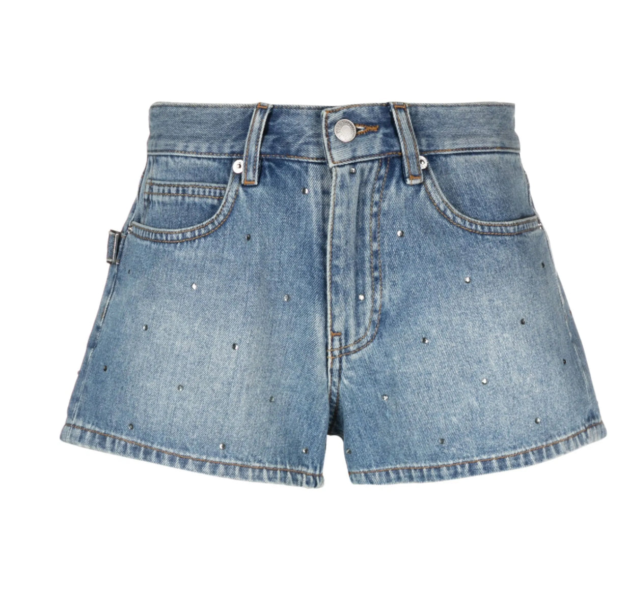 Designer Rhinestone-Embellished Denim Shorts EU Size 42