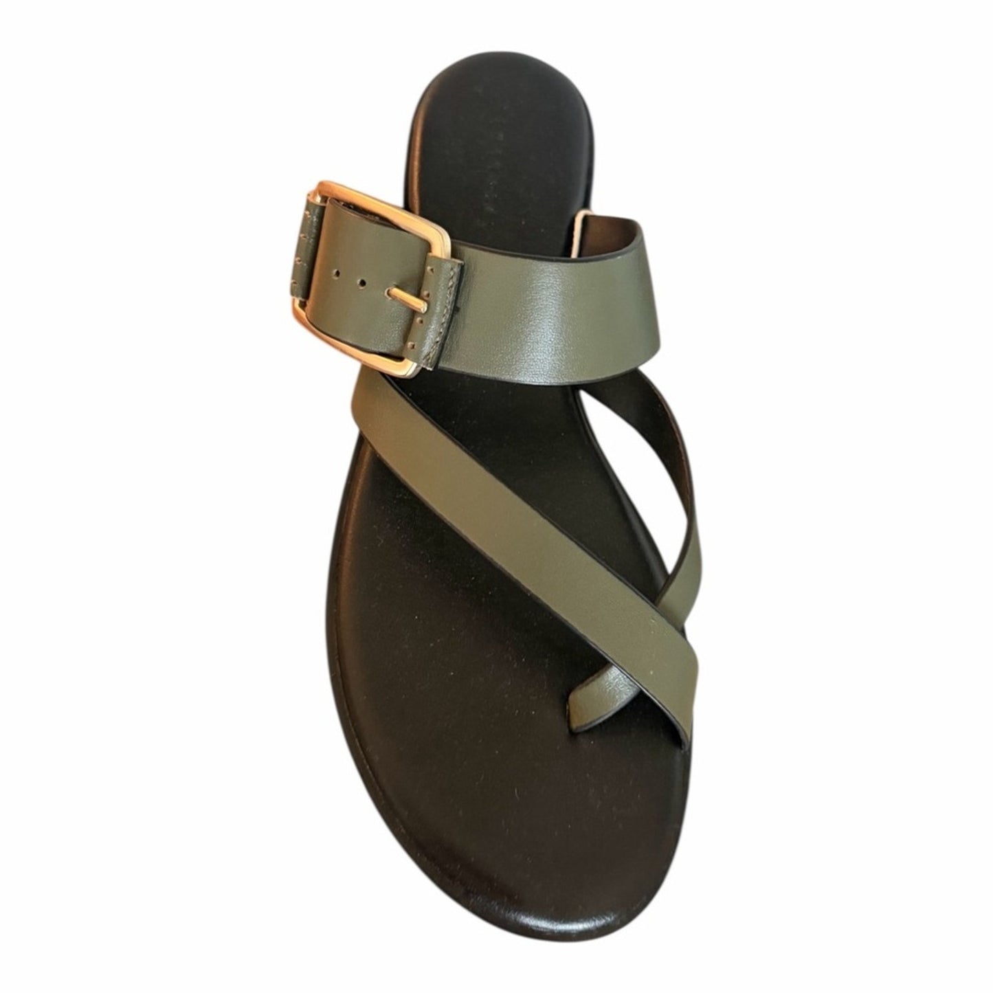 Sanctuary SA-Spring Leather Sandals Mossy Green Buckle Slide 8.5 NIB