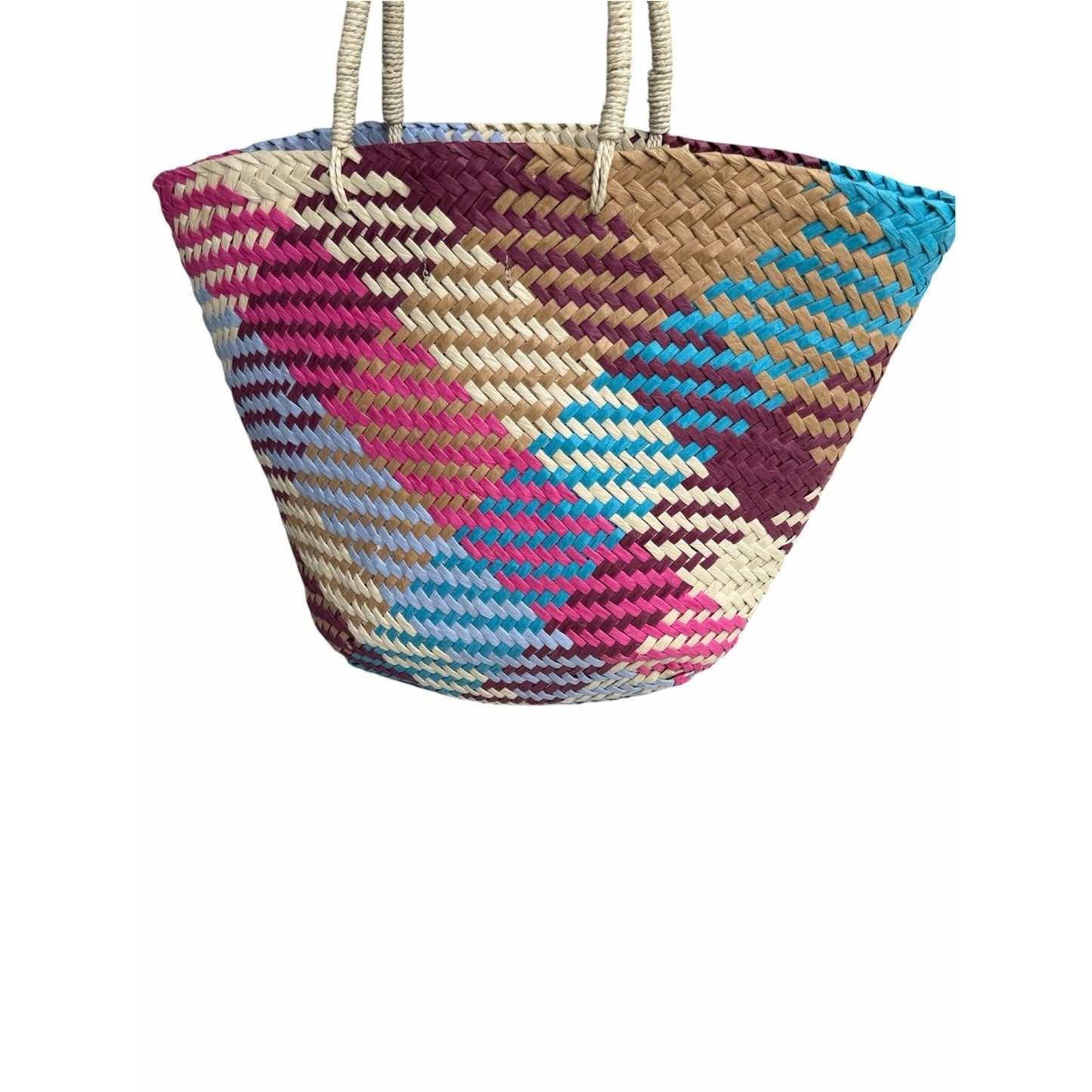 Aqua NWT Woven Paper Straw Tote Beach Resort Vacation Coastal Chic