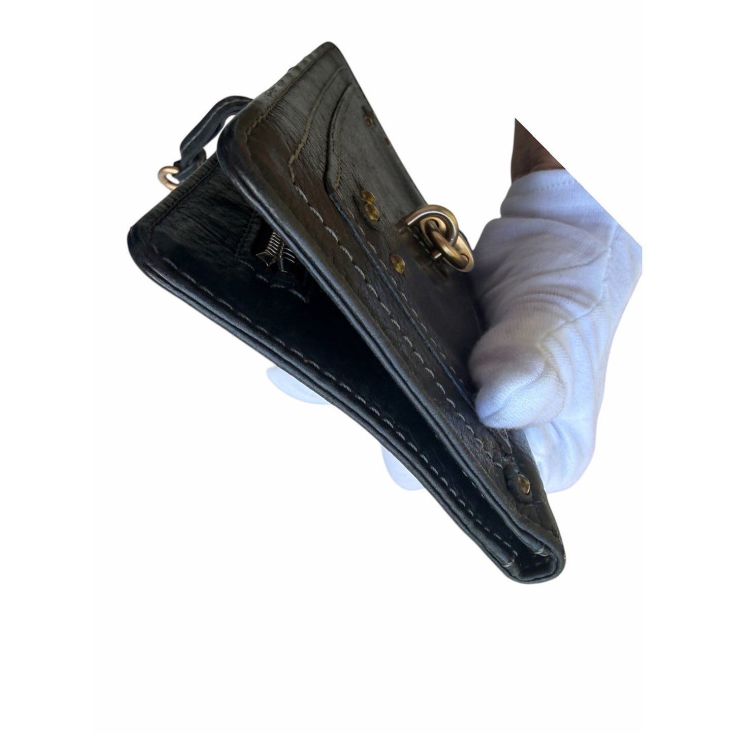 CHLOÉ Paddington Black Leather Continental Wallet w/ Original Padlock & Key Y2K