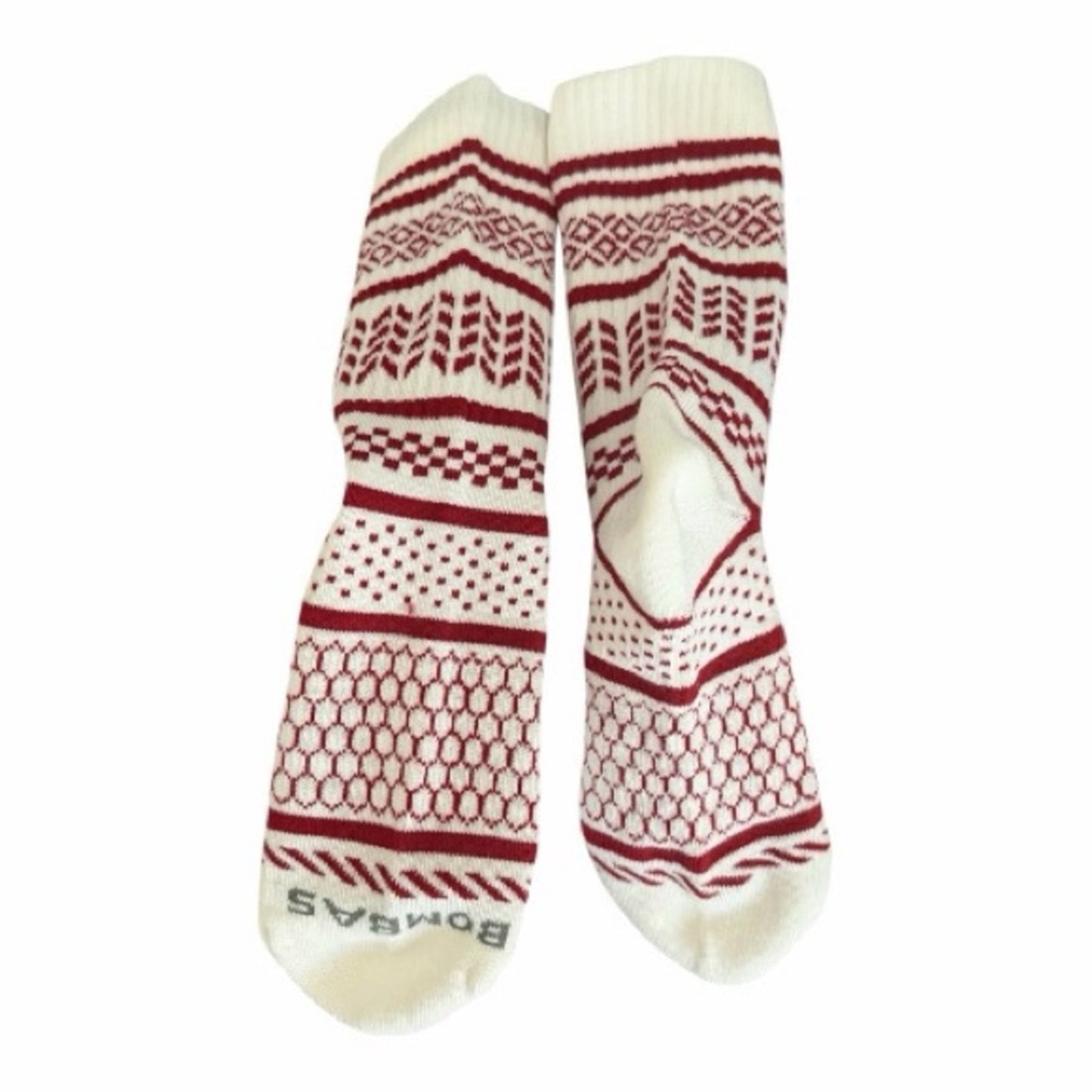 Bombas 2 Pair Socks Size M 

Fairisle Ankle Red & Cream