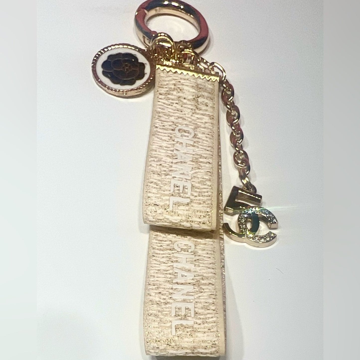 CHANEL Cream and Gold Key Holder 50th Anniversary - Bag Charm NIB