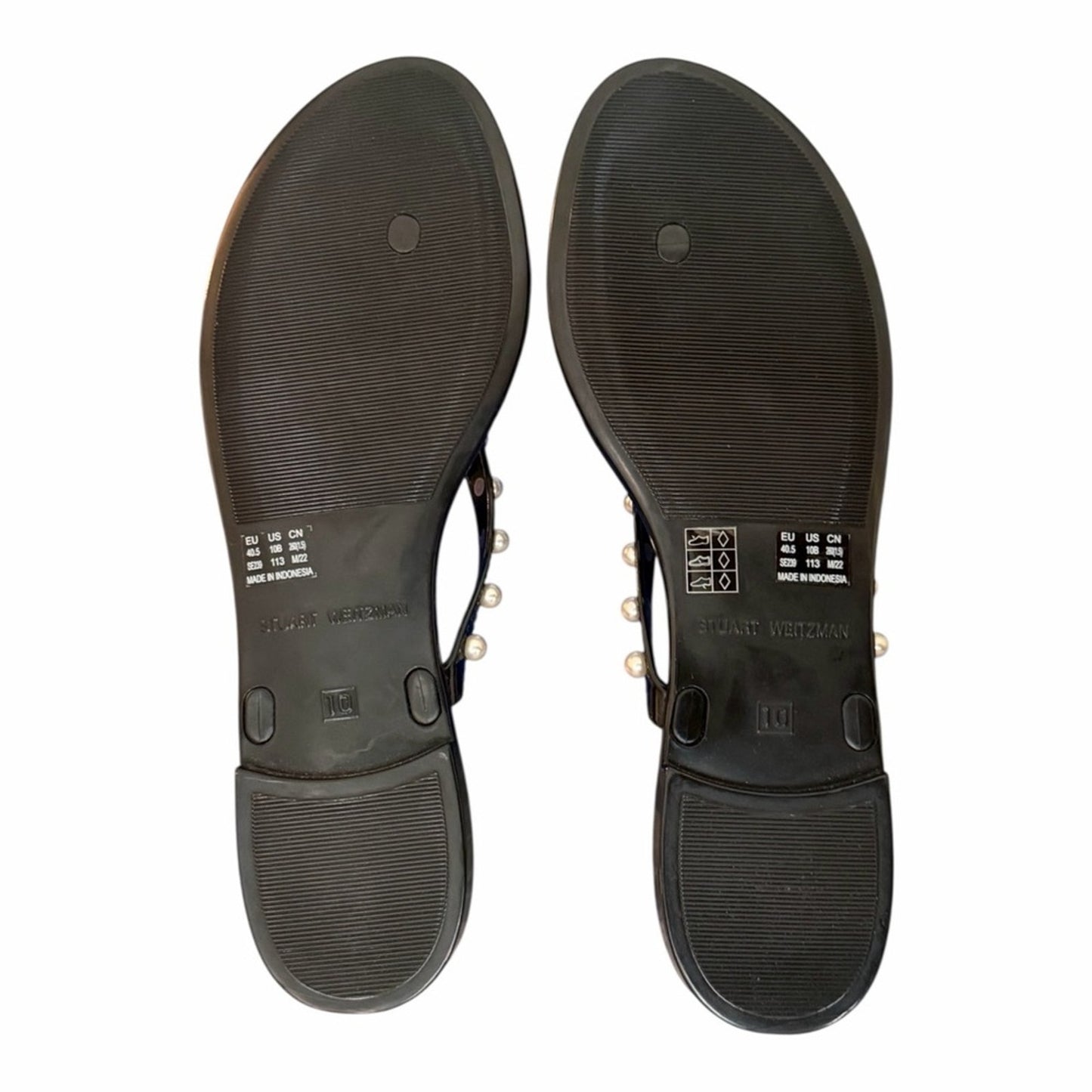 Stuart Weitzman Glide Pearl Jelly Flip Flops Black Size 10 NIB