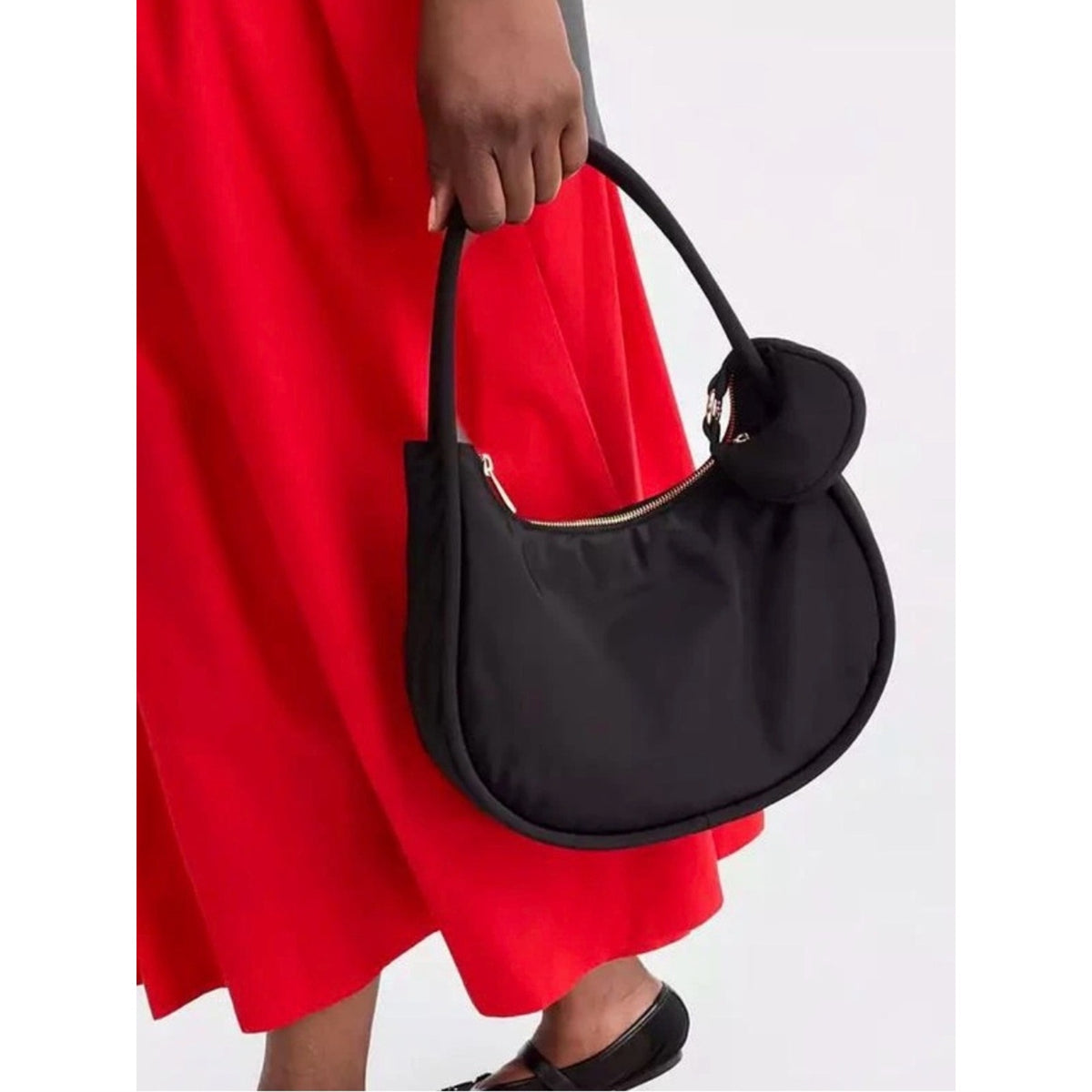 Nylon Puffer Bag -Hobo- Crescent Shoulder Bag Cold Cream NWT
