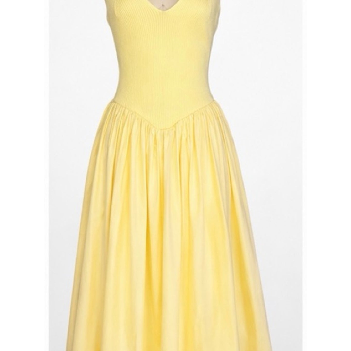 Torn by Ronny Kobo Monica Dress Lemon Butter Rib Knit Poplin Midi Dress NWT Size M