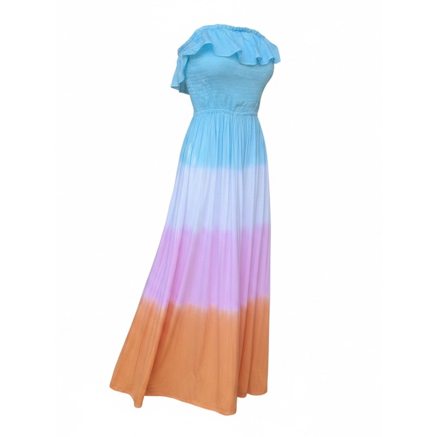 Tiare Hawaii NWT Blue Ombré Strapless Smocked Maxi Dress One Size M/L