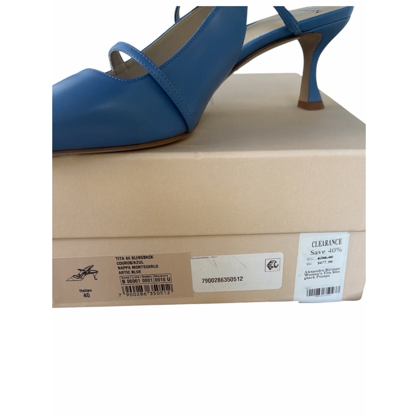 Alexandre Birman Tita 60 Kitten Heel Slingback Pumps Blue 40